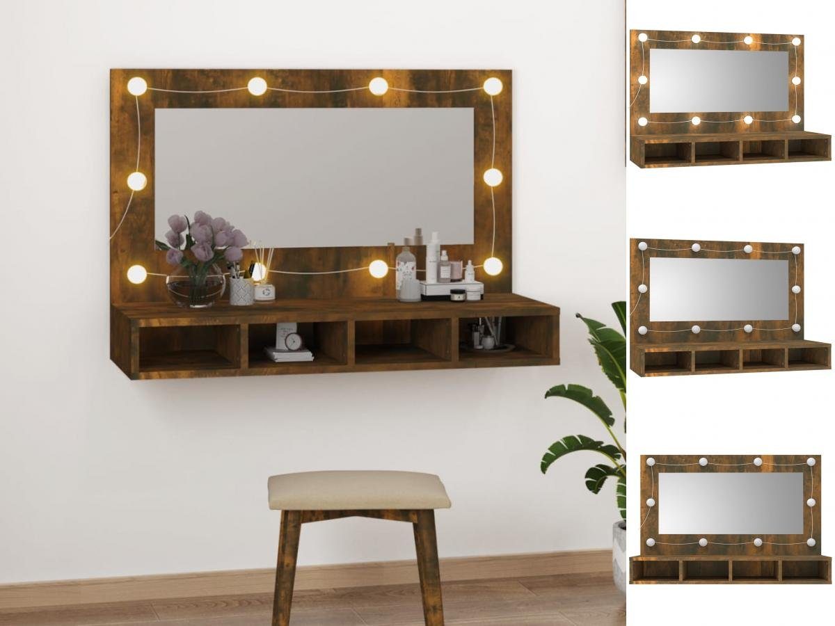 vidaXL Spiegel Spiegelschrank mit LED Räuchereiche 90x31,5x62 cm