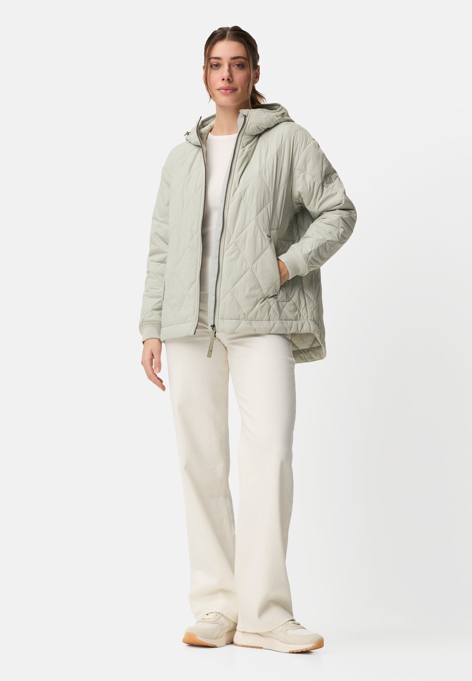 camel active Steppjacke mit Kapuze Langarm Markenlabel