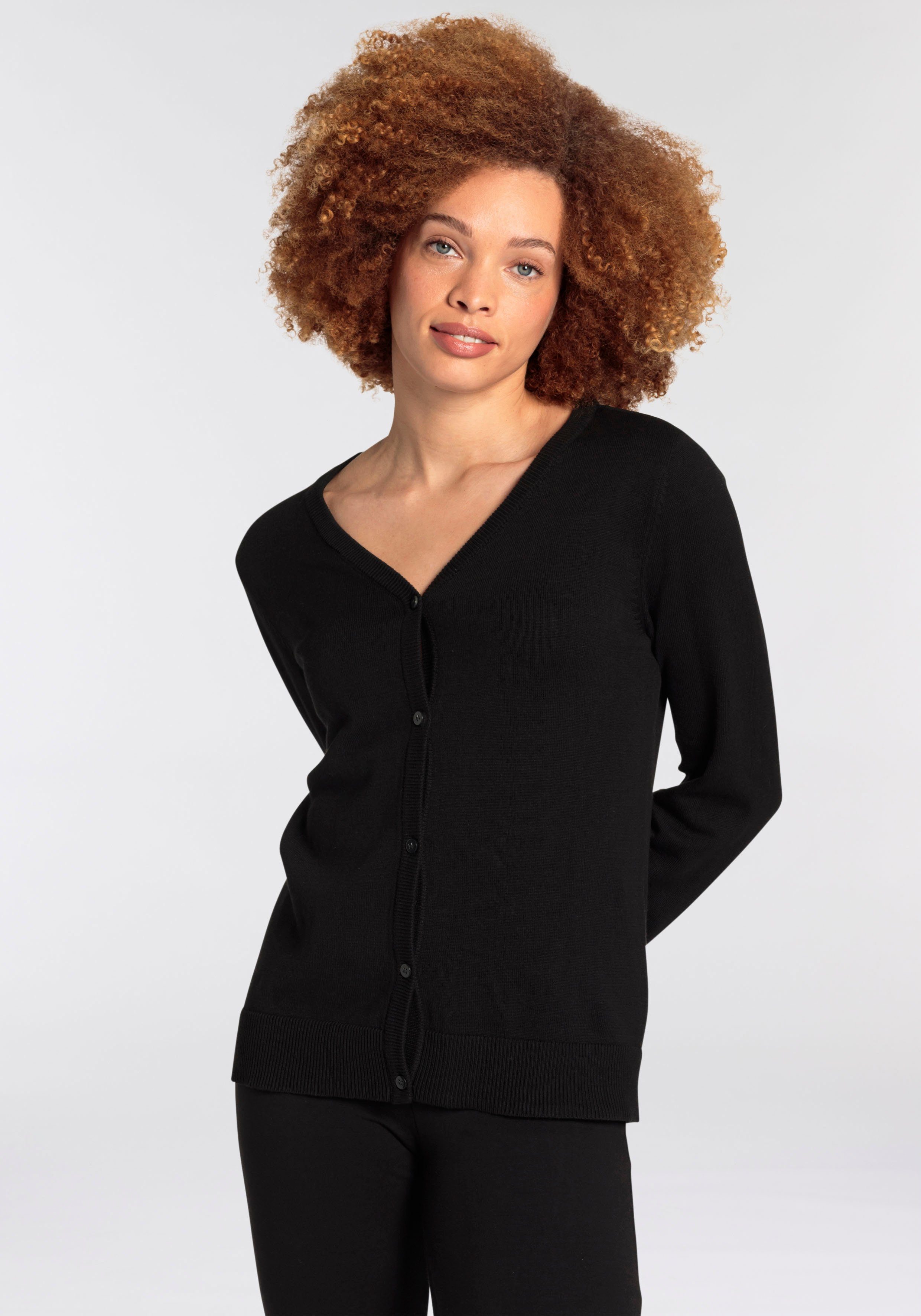 Flashlights Strickjacke mit V-Ausschnitt und Knopfleiste günstig online kaufen