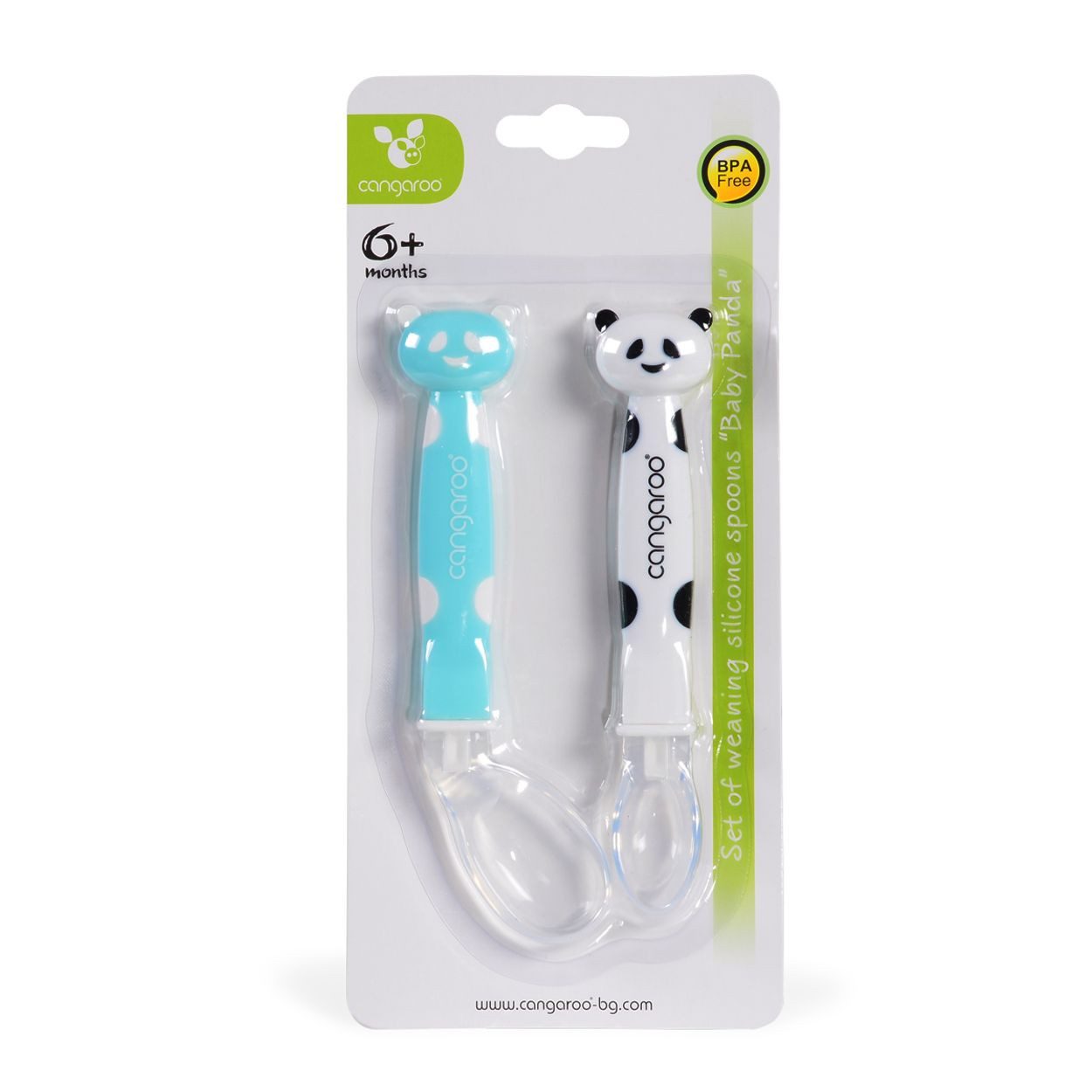 Moni Kinderlöffel Panda F1607 2er-Set (2 Stück), Silikon, Silikonspitze, Griff, 2 Stück, ab 6 Monate, ab 6 Monaten