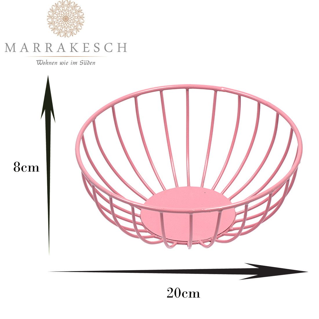 Marrakesch Orient & Mediterran Interior Obstschale Skandinavisches Design Obstschale Obstkorb Ailika Pink, Metall, (1-tlg), Handarbeit