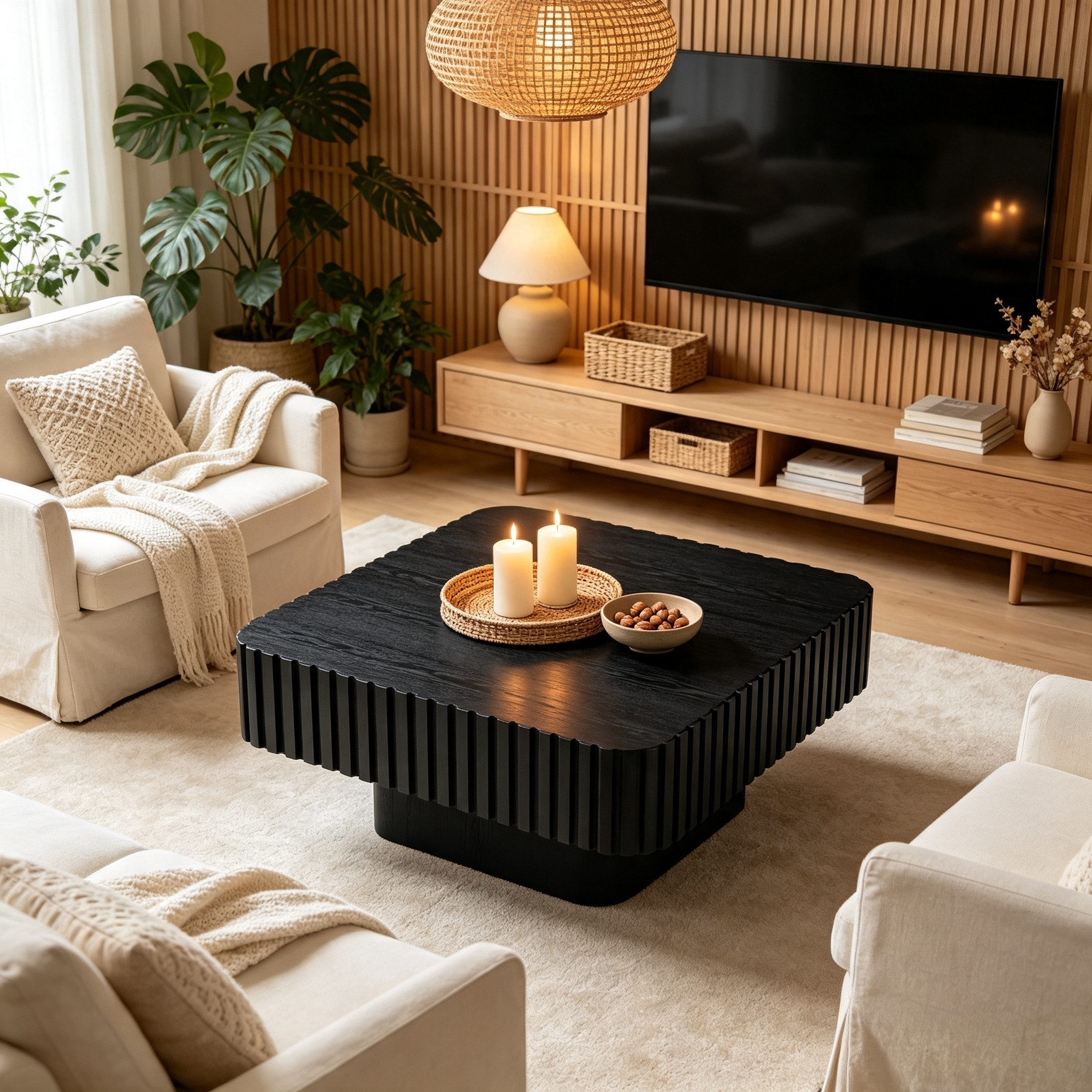 WILLIAMSPACE Couchtisch Lesley Eckiger Couchtisch mit geriffelter Oberfläche – Moderner Tisch (1 St), Maße ca.: B80 x T80 x H35 cm