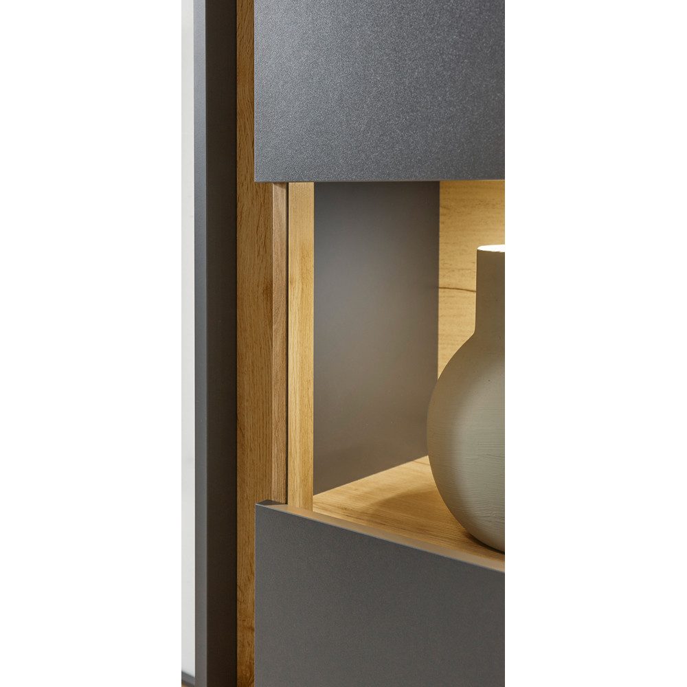 Lomadox Vitrine CRISP-61 Wotan Eiche Nb. 50/197/40 cm