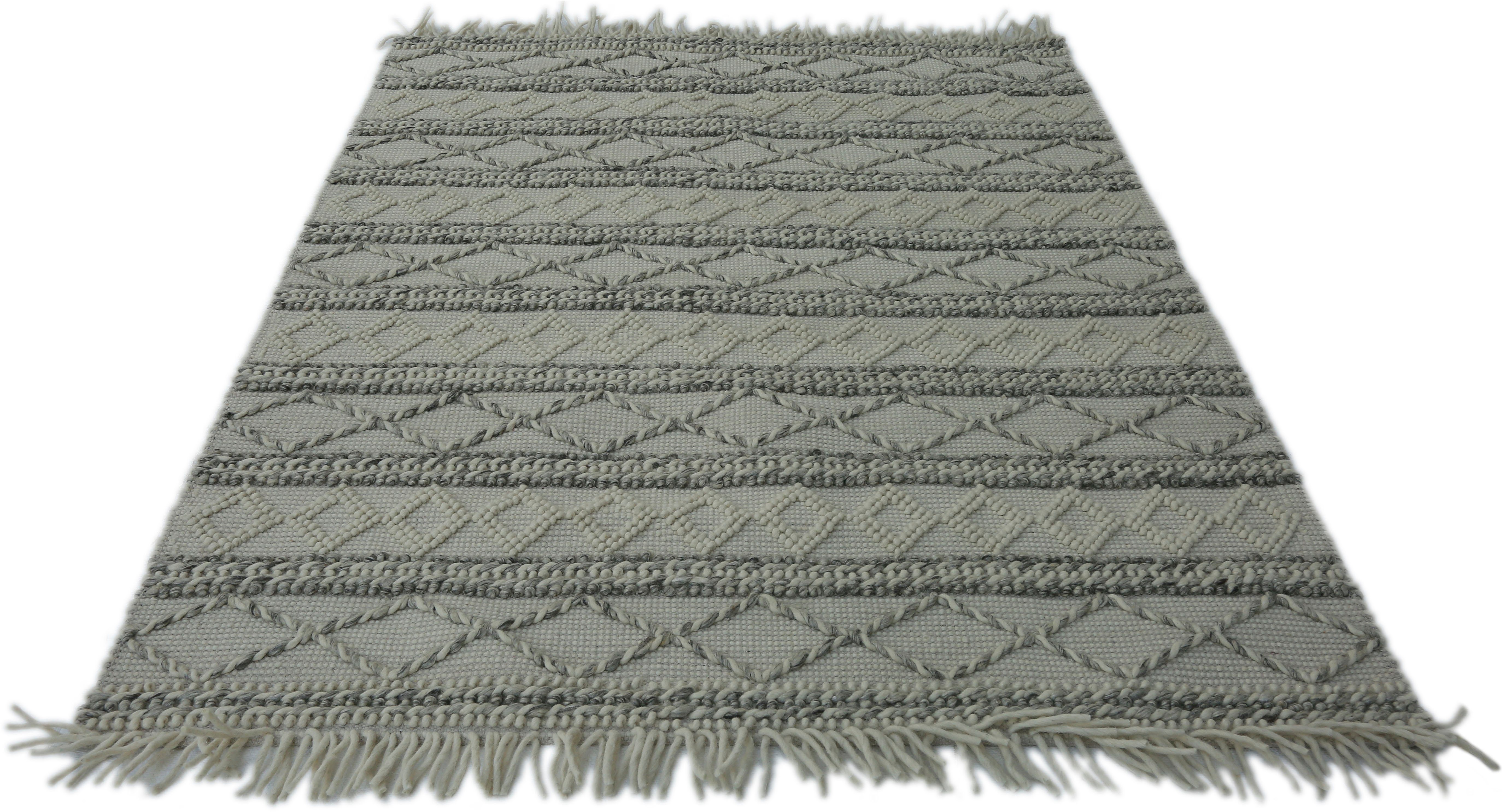 Teppich »Anda«, andas, rechteckig, Höhe 13 mm, in Strick-Optik, mit Fansen, Wohnzimmer-Otto