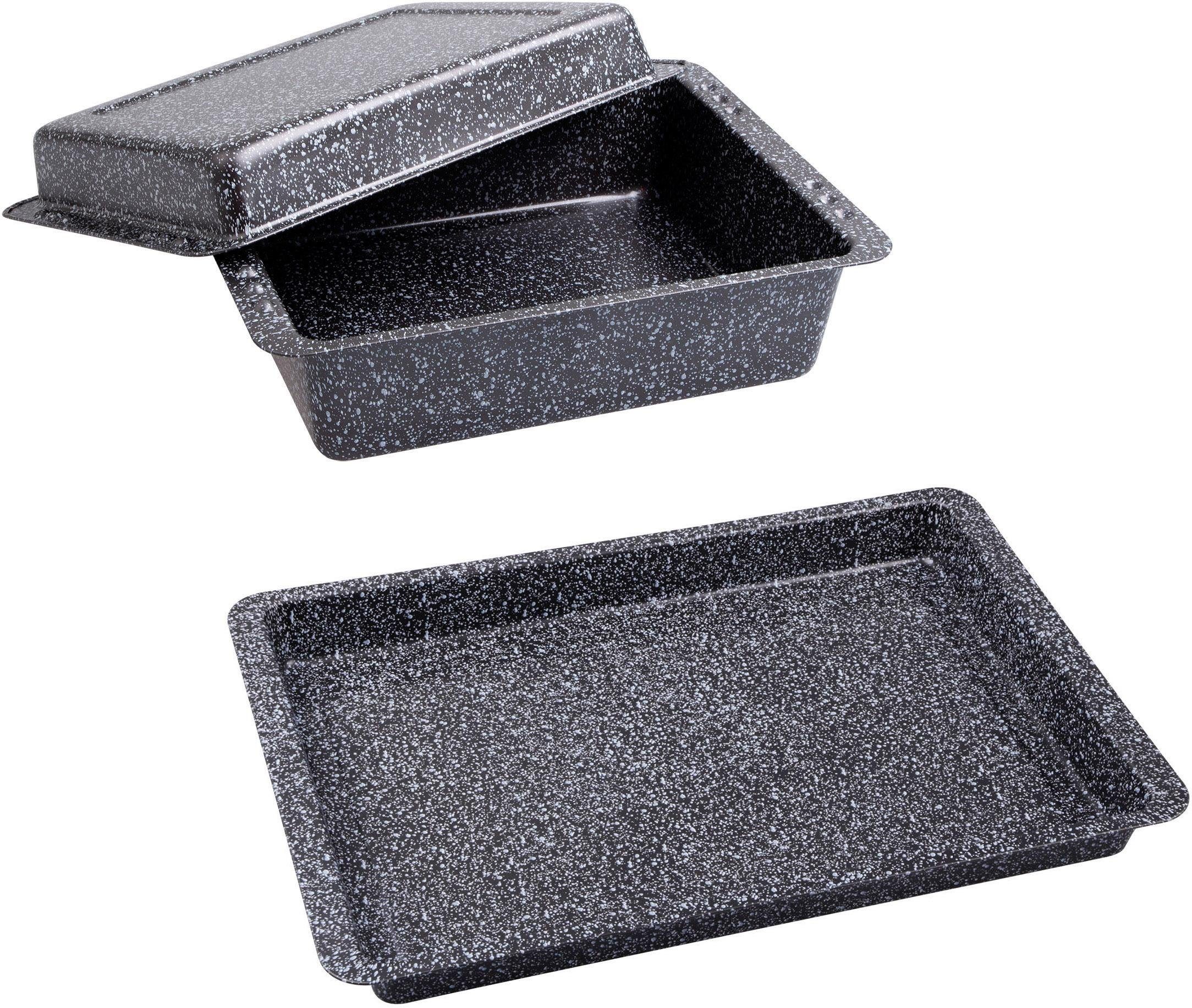 CHG Auflaufform »Granito«, Stahlblech, 3 teilig, Made in Van Well 3 tlg. Brat und Backform Set | 1.7L Auflaufform
