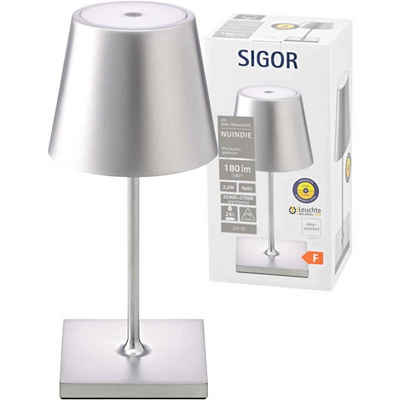 SIGOR LED Tischleuchte »LED Akku-Tischleuchte Nuindie Mini aus Aluminiumdr«, Tischleuchte, Nachttischlampe, Tischlampe