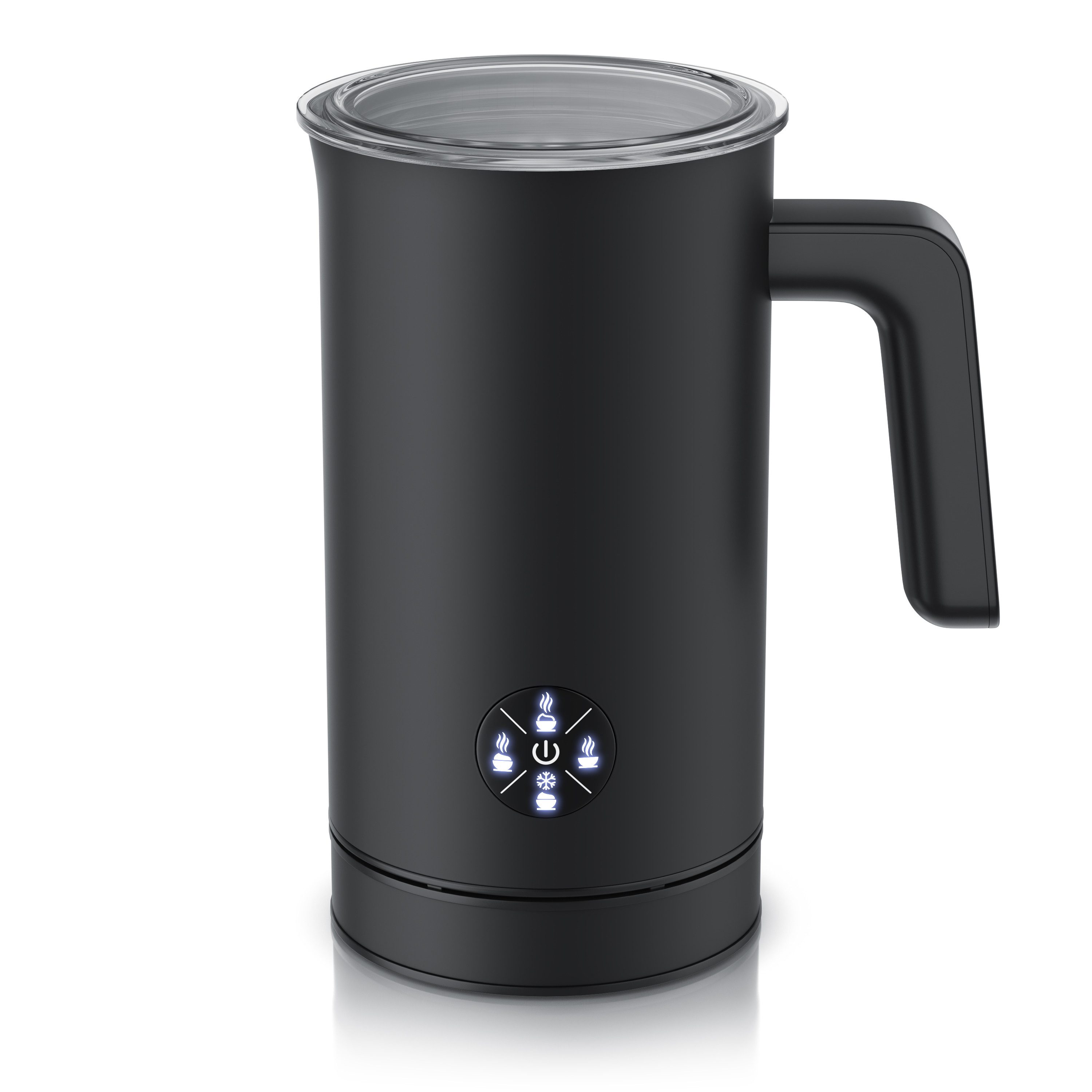 Arendo Milchaufschäumer elektrisch, 4in1, Doppelwandgehäuse, 4 Programme, Antihaftbeschichtung, 500 W, Heiß & Kaltaufschäumen (150 & 300 ml), für Cappucino / Latte Macciato