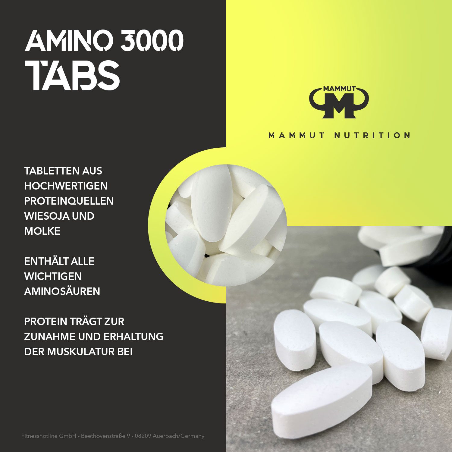 Mammut Nutrition Amino 3000 Tabs - 300 Stück/Dose Tablette, 288 g