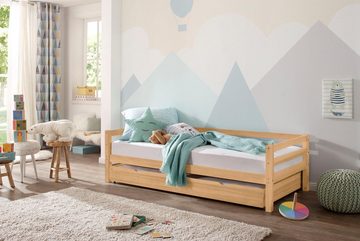 Lüttenhütt Daybett »Alpi«, mit Schubkasten aus massivem Kiefernholz, in drei unterschiedlichen Farbvarianten, Außenbreite 103 cm, Kinderbett, Einzelbett