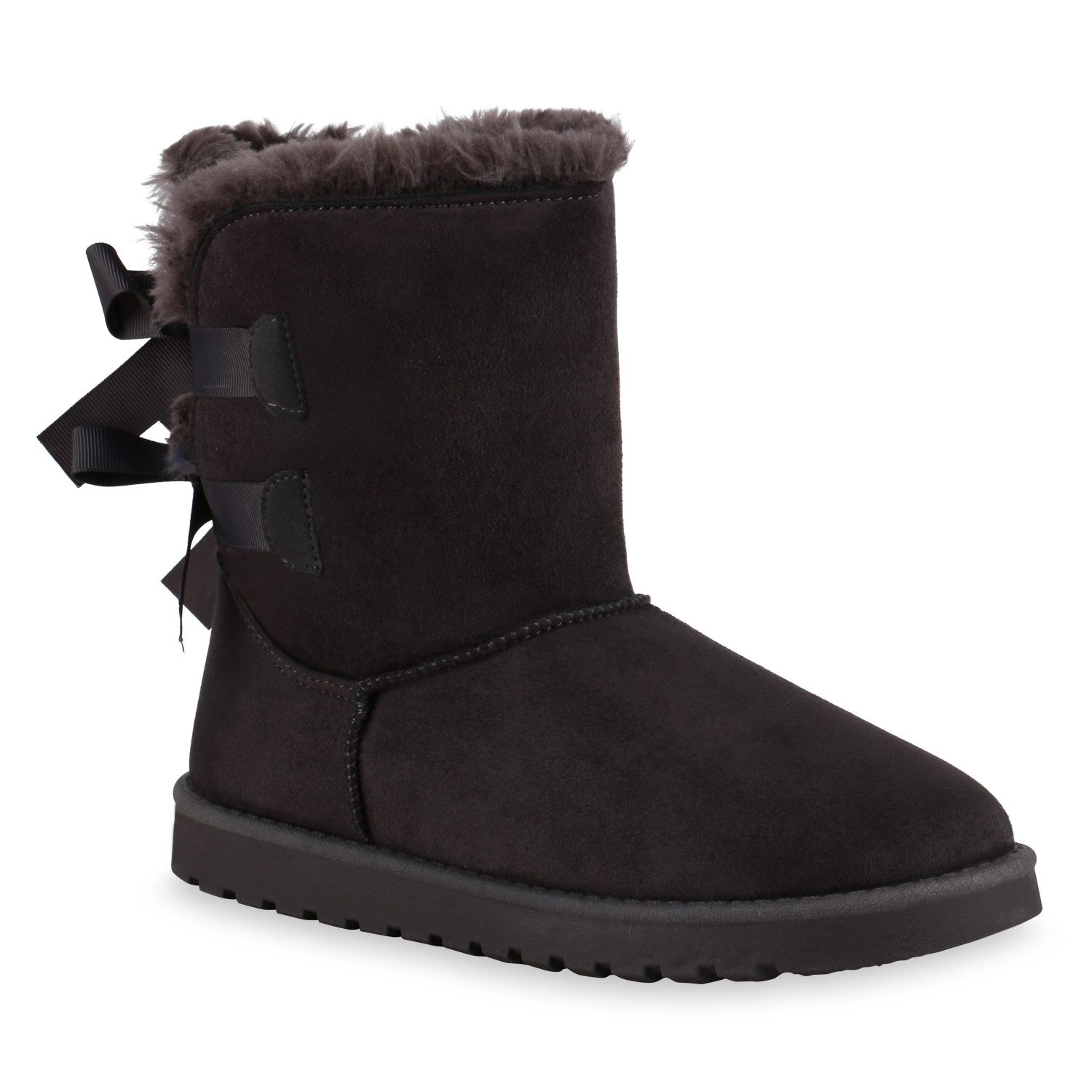 VAN HILL 832508 Schlupfboots Damen Warm Gefütterte Schlupfstiefeletten Kunstfell Stiefel