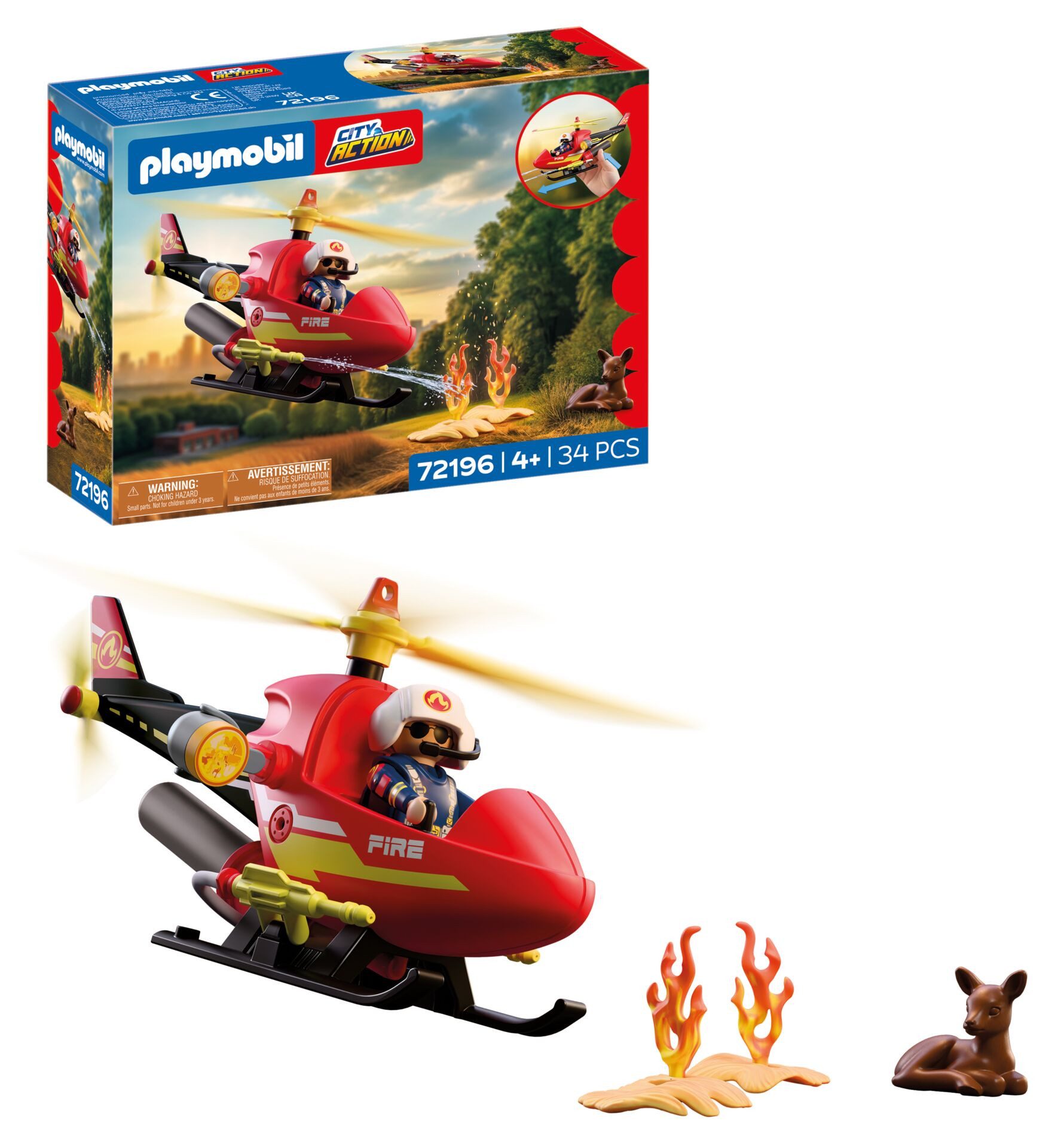 Playmobil® Feuerwehr-Helikopter (72196), City Action Konstruktions-Spielset, Made in Europe