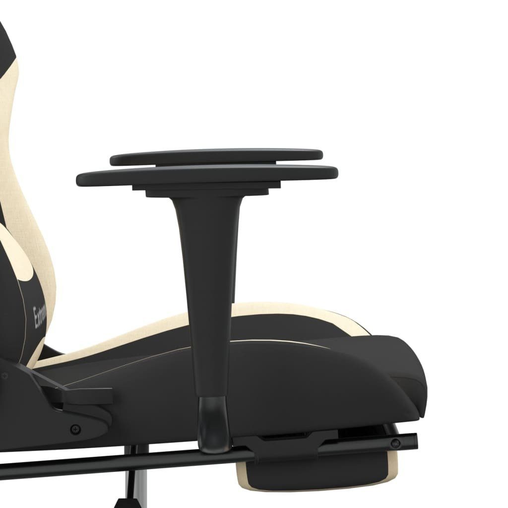 furnicato Schwarz und Fußstütze Gaming-Stuhl Massage Creme & Stoff mit (1 St)
