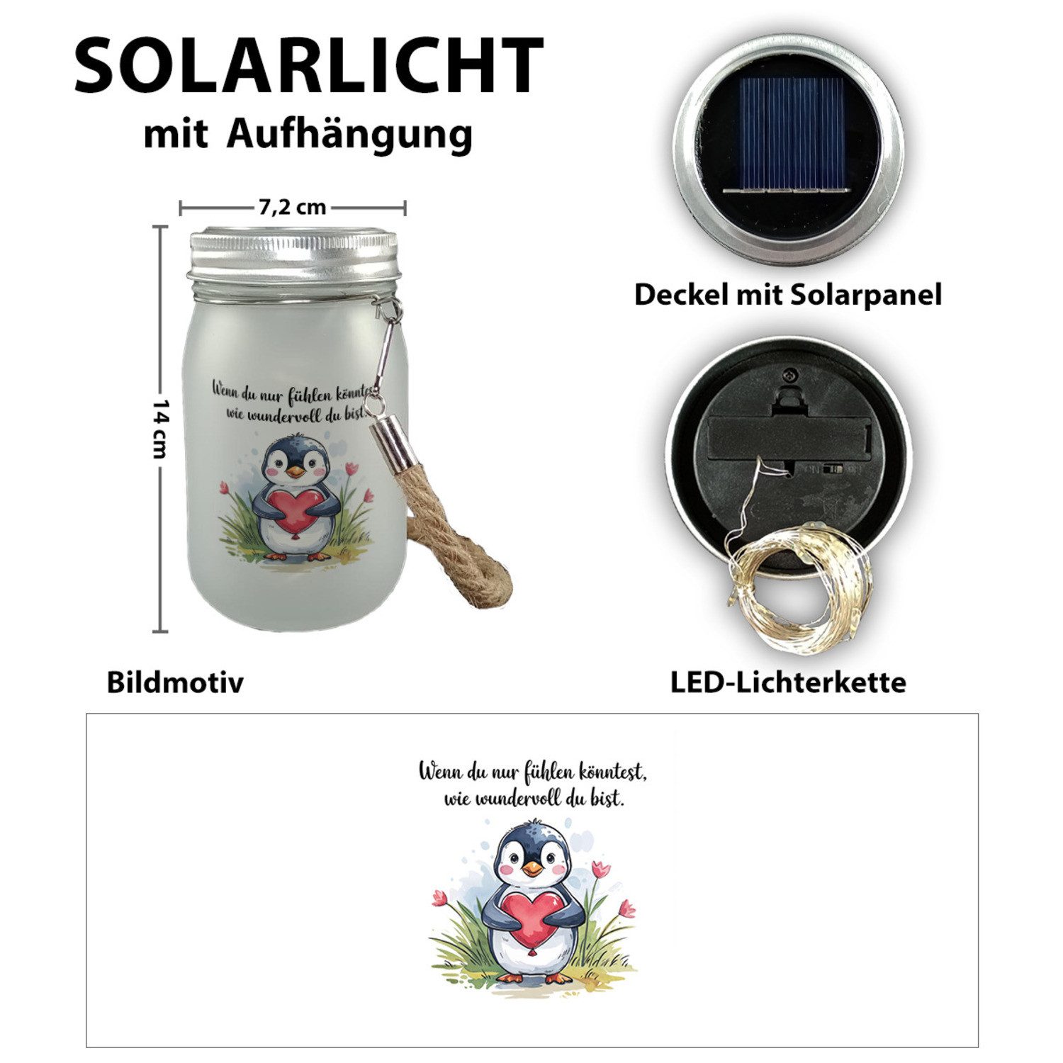 speecheese Dekolicht Pinguin mit Herzballon Solarlicht günstig online kaufen