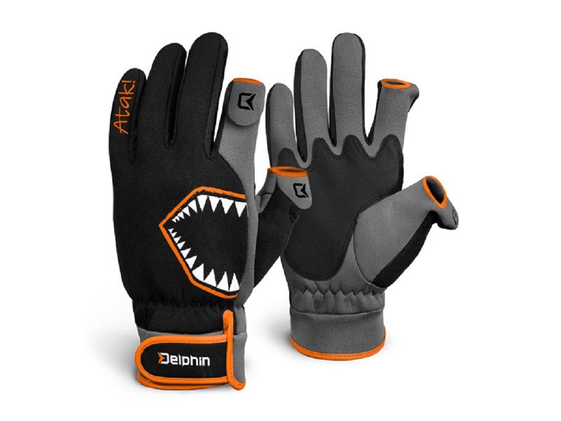 Delphin.sk Neoprenhandschuhe Neoprenhandschuhe Delphin Atak free Spinnfischen Anglerhandschuhe Dichtung aus eingenähtem Gummi und einem Klettverschlussband
