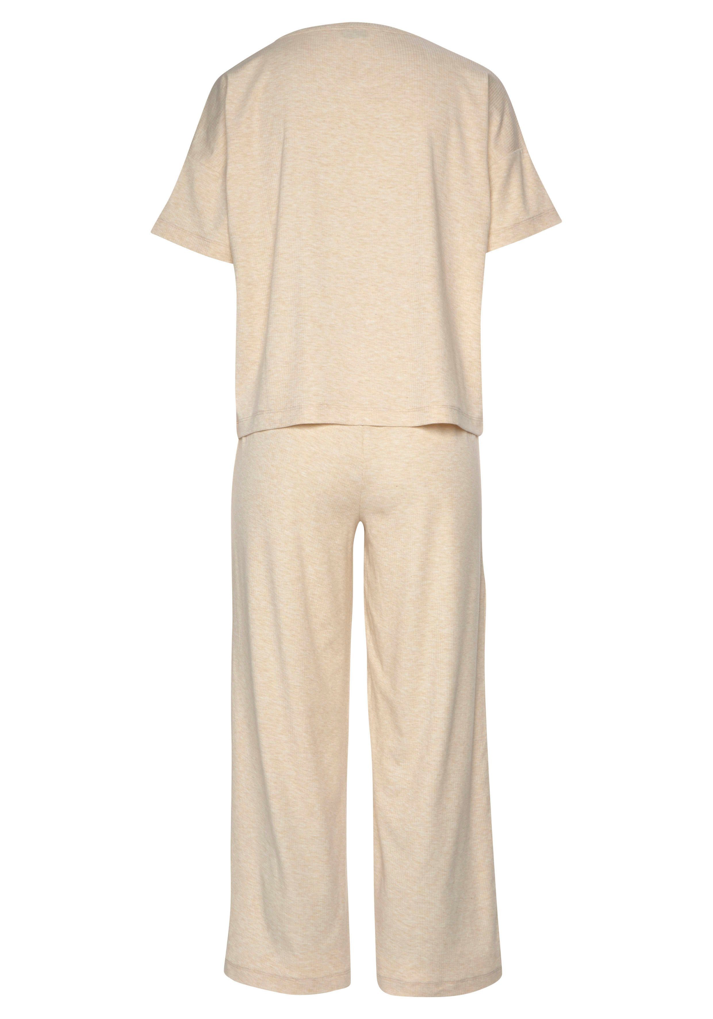 Vivance Dreams Pyjama (2 tlg., in weicher Stück) sand Ripp-Qualität 1