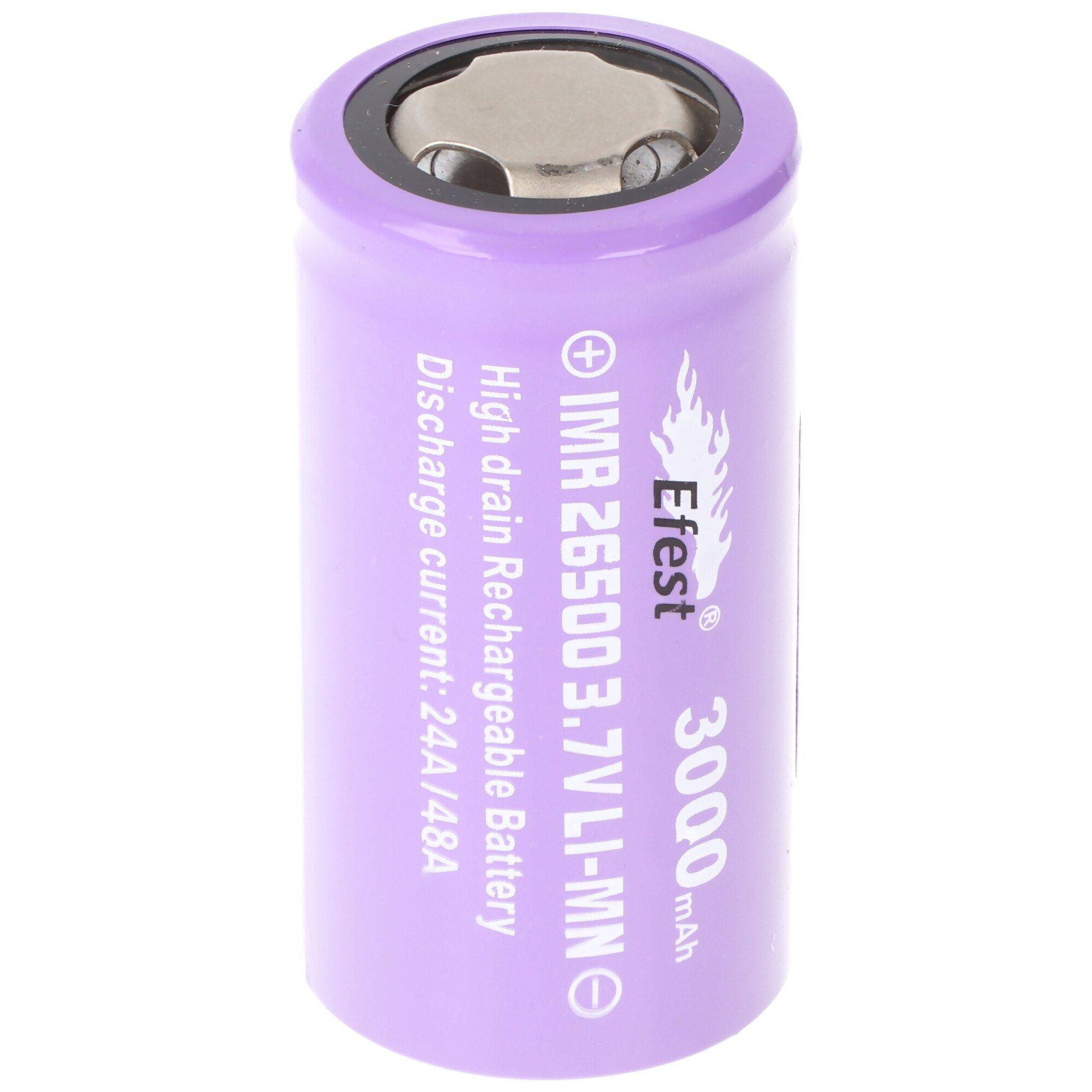 Efest IMR 26500 Li-Ion 3,6V - 3,7V 3000mAh mit Pluspol flach, Abmessu Akku