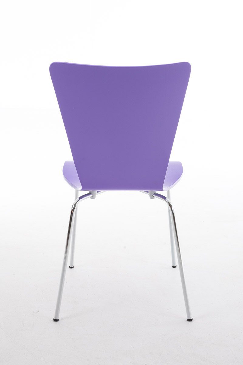 Konferenzstuhl Besucherstuhl - Metall - Sitzfläche: Jaron Sitzfläche geformter (Besprechungsstuhl Holz mit Messestuhl), ergonomisch TPFLiving lila - chrom - Gestell: Warteraumstuhl