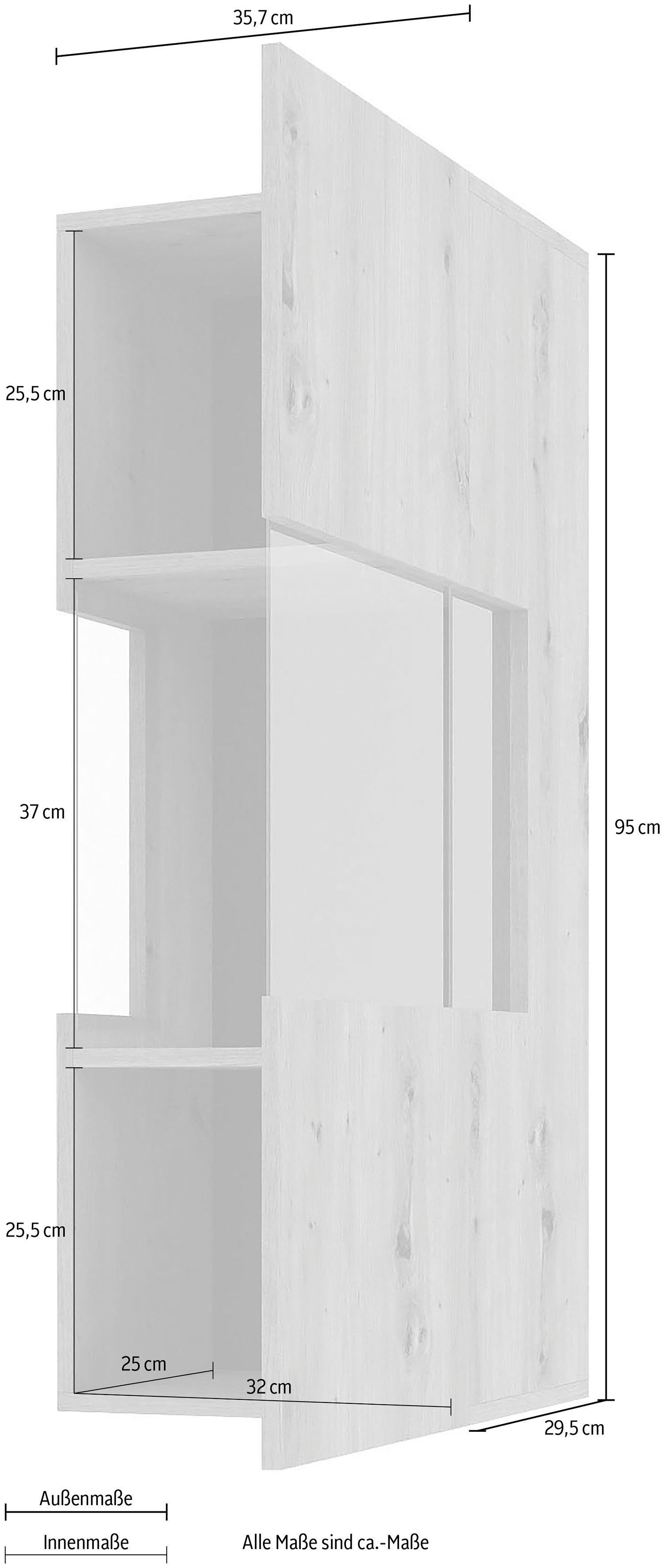 Hängevitrine artisan/schwarz cm Höhe | 95 mit Seitenverglasung artisan Helvetia eichefarben Ava