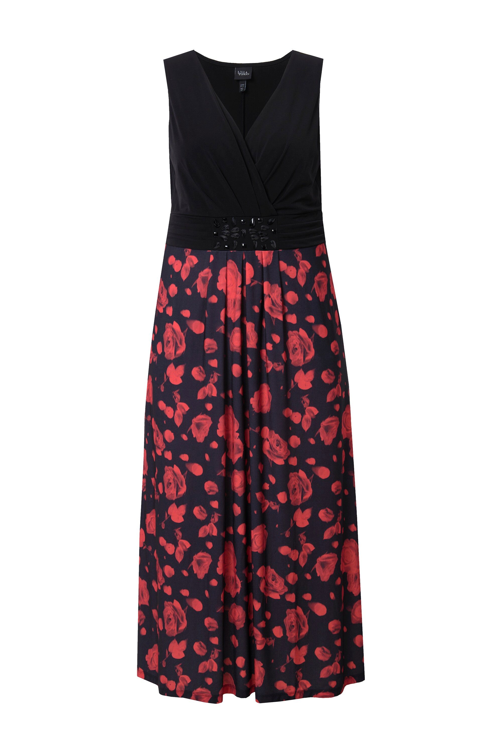 Ulla Popken Cocktailkleid Maxikleid A-Linie V-Ausschnitt günstig online kaufen