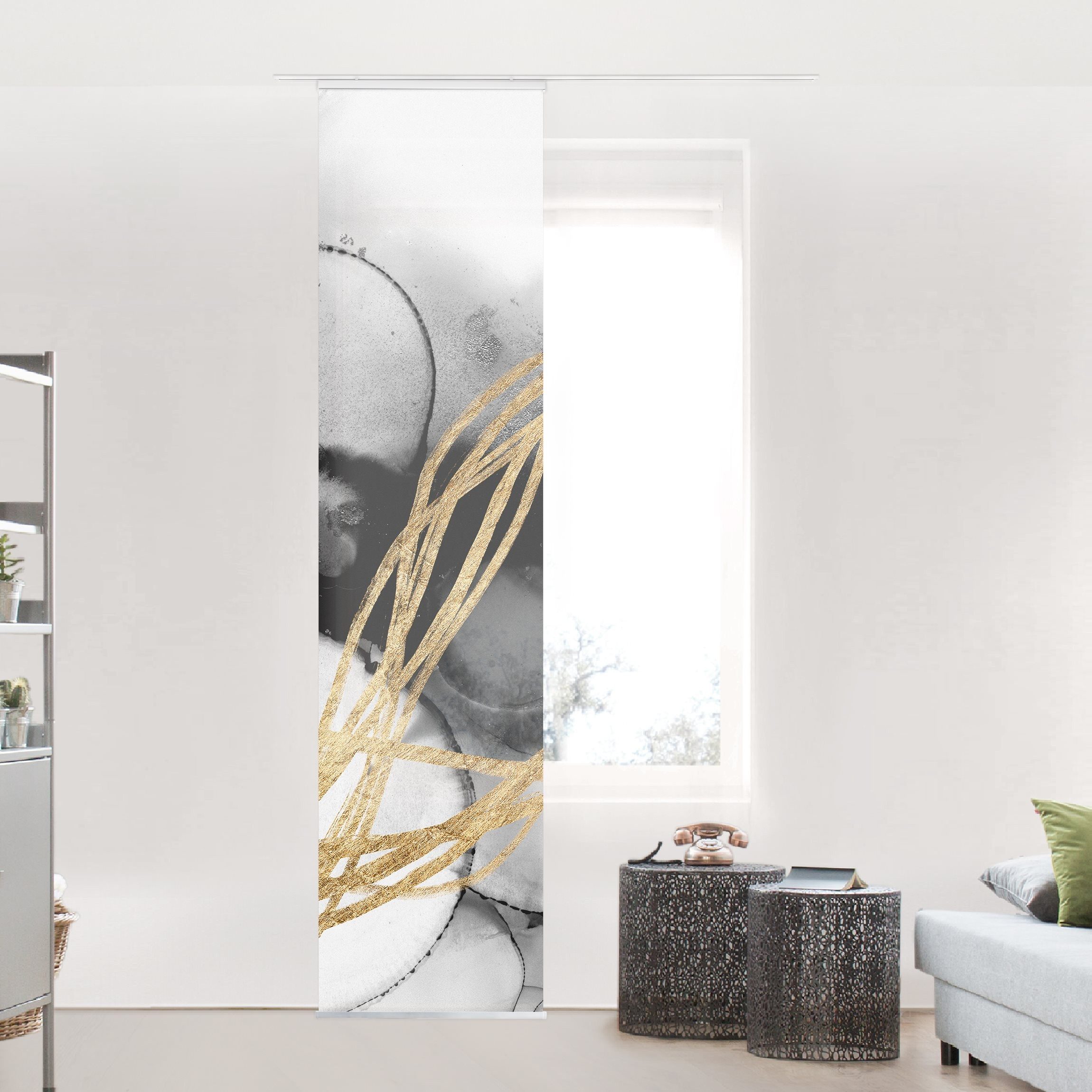 Bilderdepot24 Schiebegardine Flächenvorhang blickdicht Schwarze Tusche günstig online kaufen