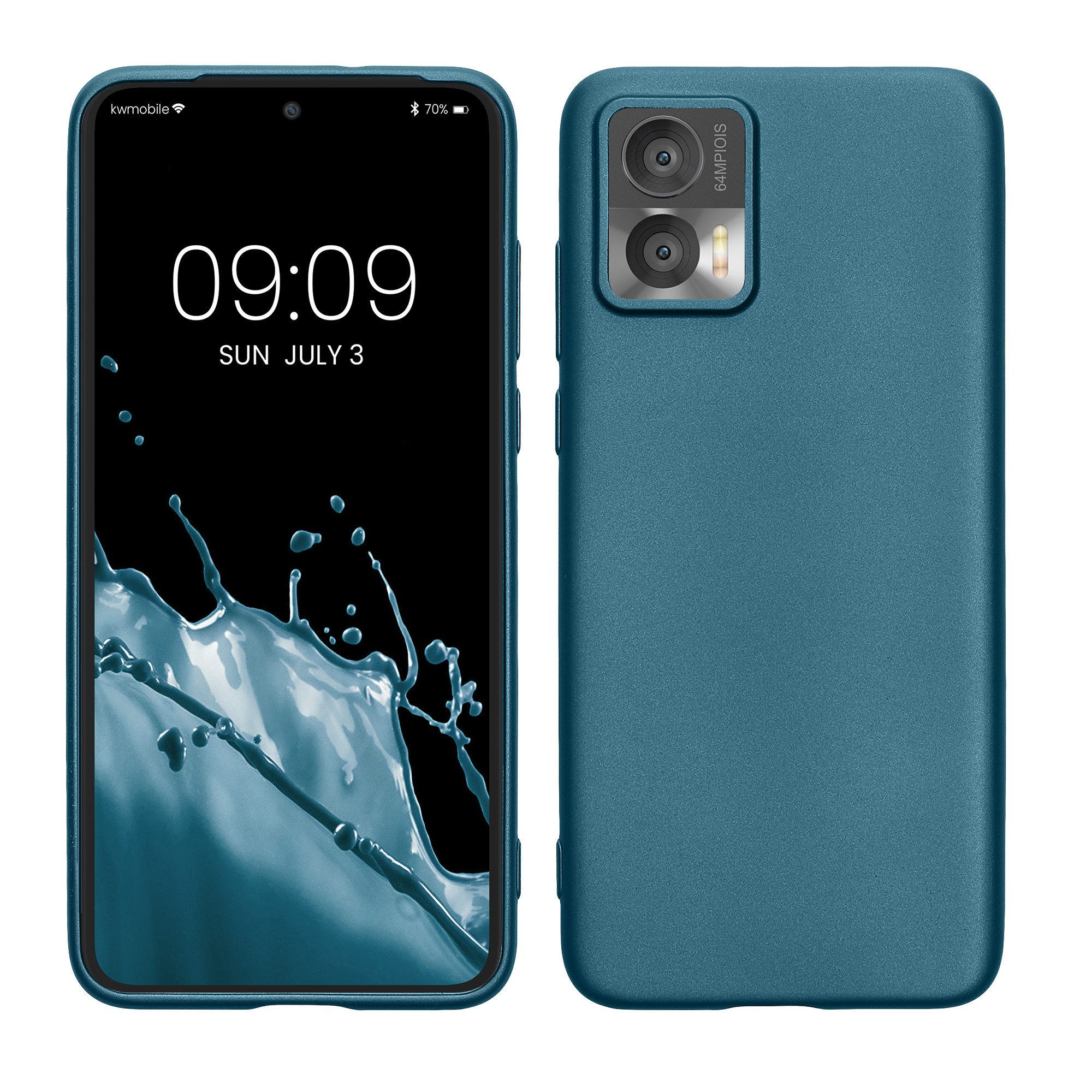 kwmobile Handyhülle Case für Motorola Edge 30 Neo, Hülle Silikon metallisch schimmernd - Handyhülle Cover