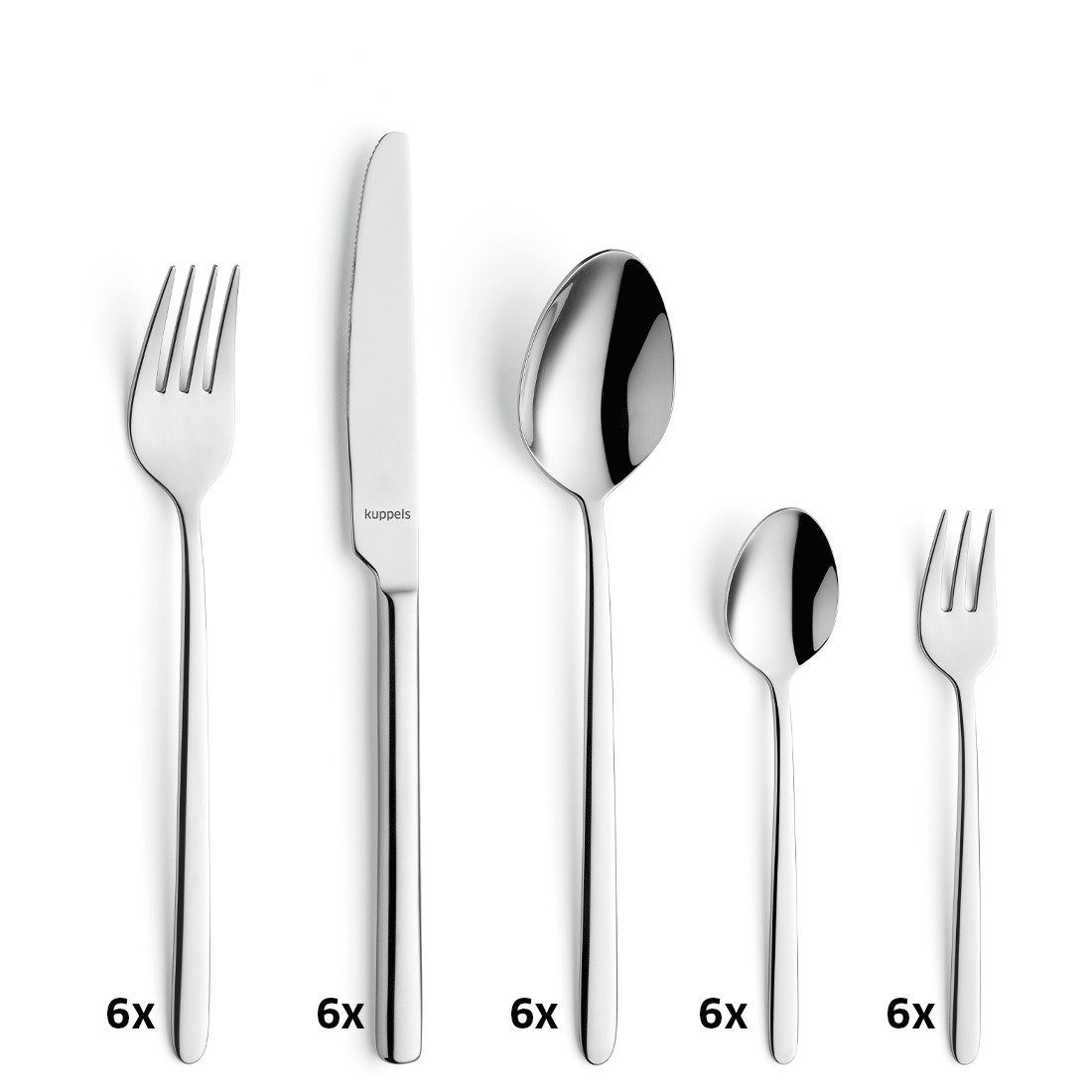 Kuppels Besteck-Set CUTE (30-tlg), 6 Personen, Edelstahl Rostfrei 18/10, spülmaschinenfest, hochglanzpoliert