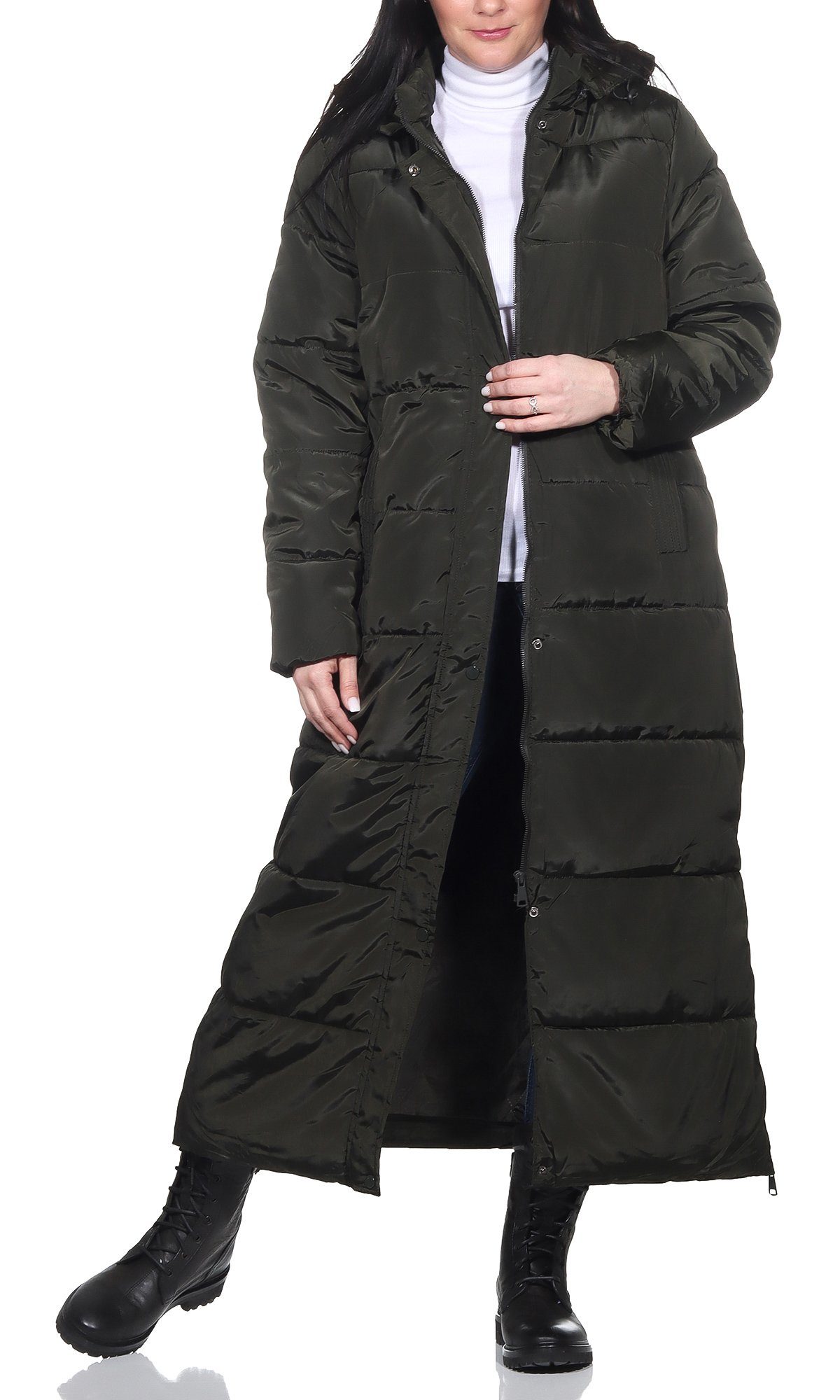 Aurela Damenmode Steppmantel Longmantel gefütterter Damen günstig online kaufen
