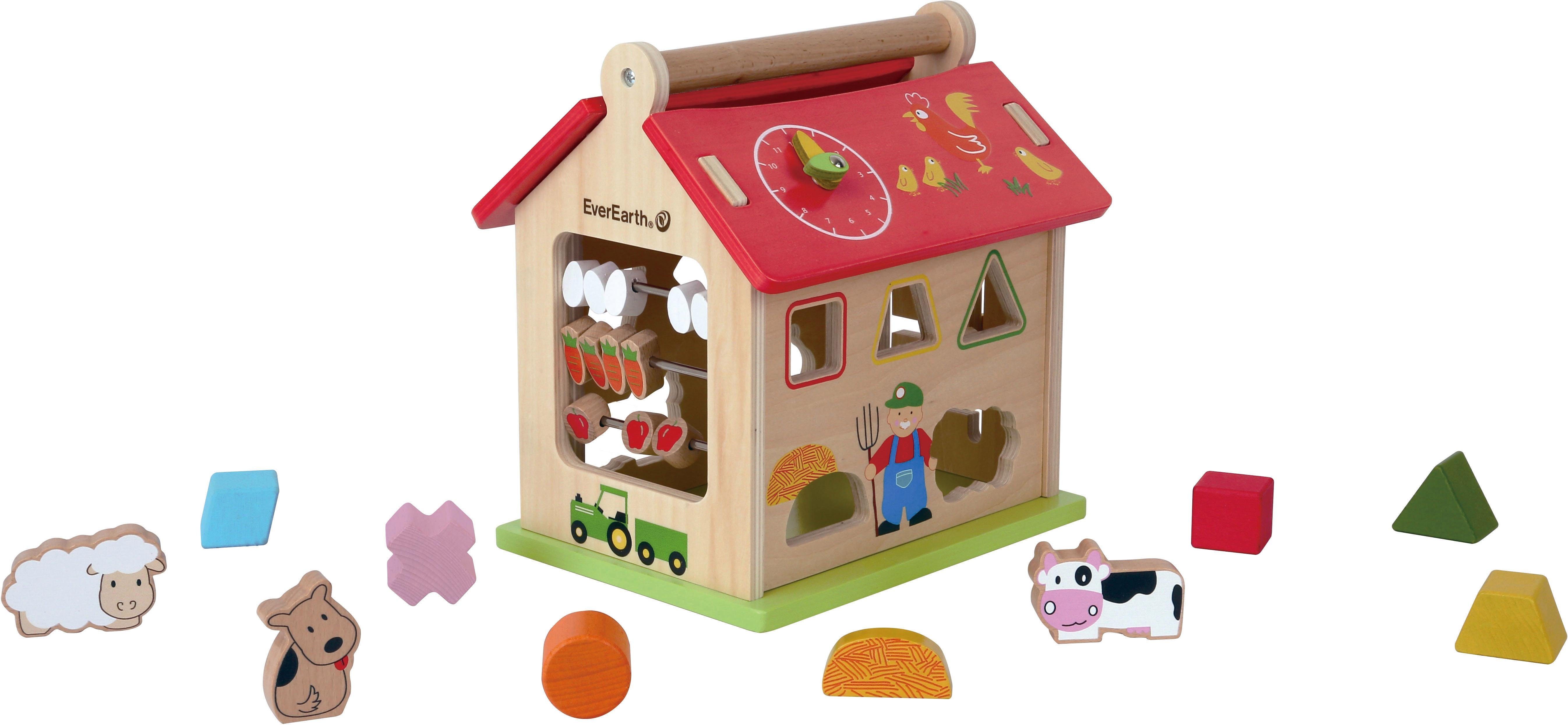 Image of EverEarth® Steckspielzeug »Bauernhof Sortierspiel«, FSC®-Holz aus gewissenhaft bewirtschafteten Wäldern