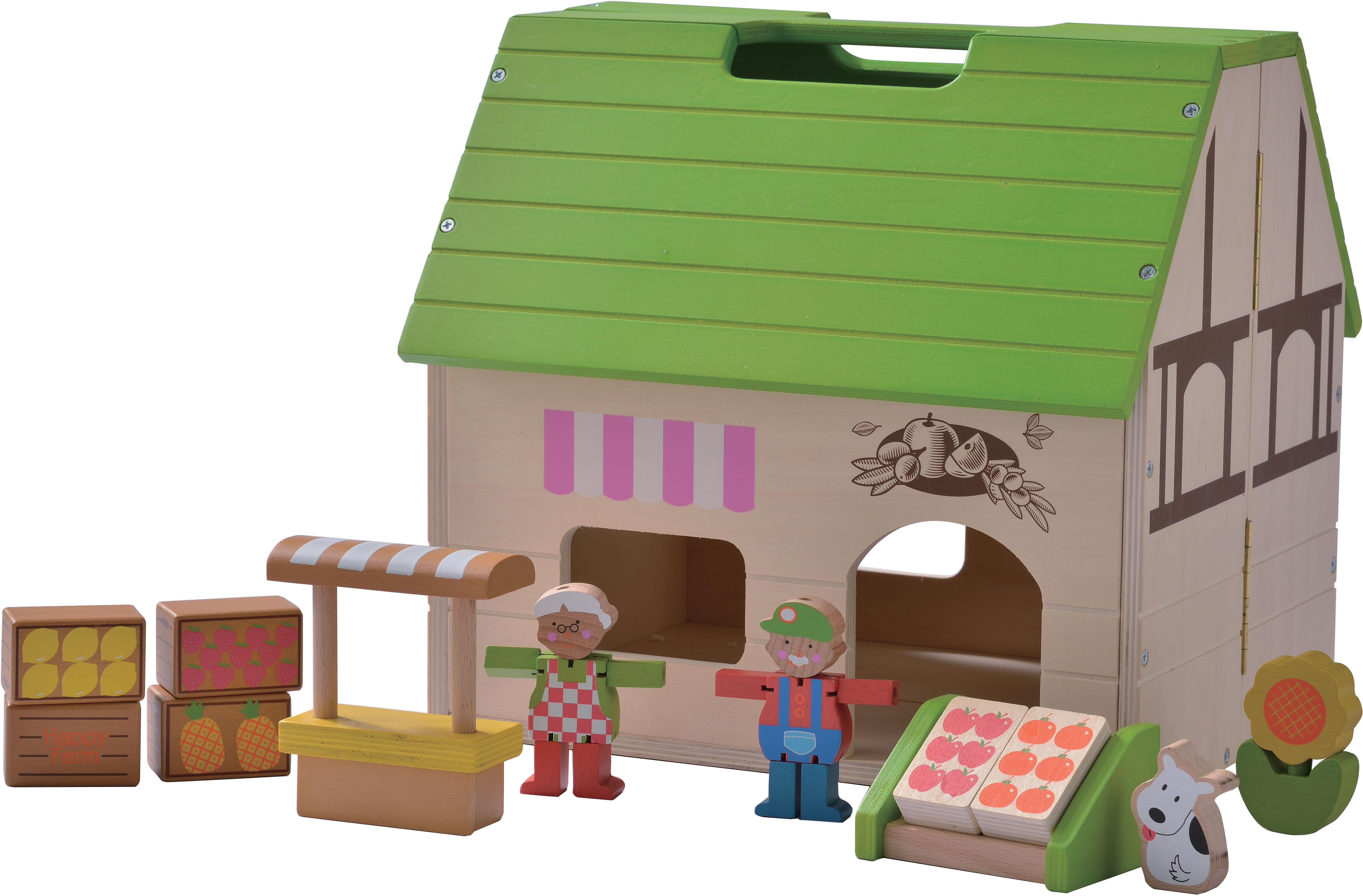 Image of EverEarth® Puppenhaus »Bio-Laden Mitnehm-Puppenhaus«, aufklappbar, FSC®-Holz aus gewissenhaft bewirtschafteten Wäldern