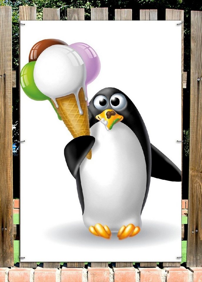 Thumbnail - Wallario Sichtschutzzaunmatten Süßer Eis Pinguin