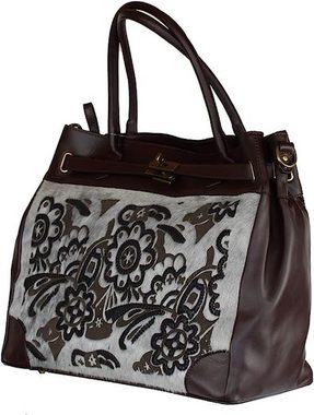 BZNA Handtasche Liana Fell Designer Business Ledertasche Schultertasche Shopper, mit Fellbesatz