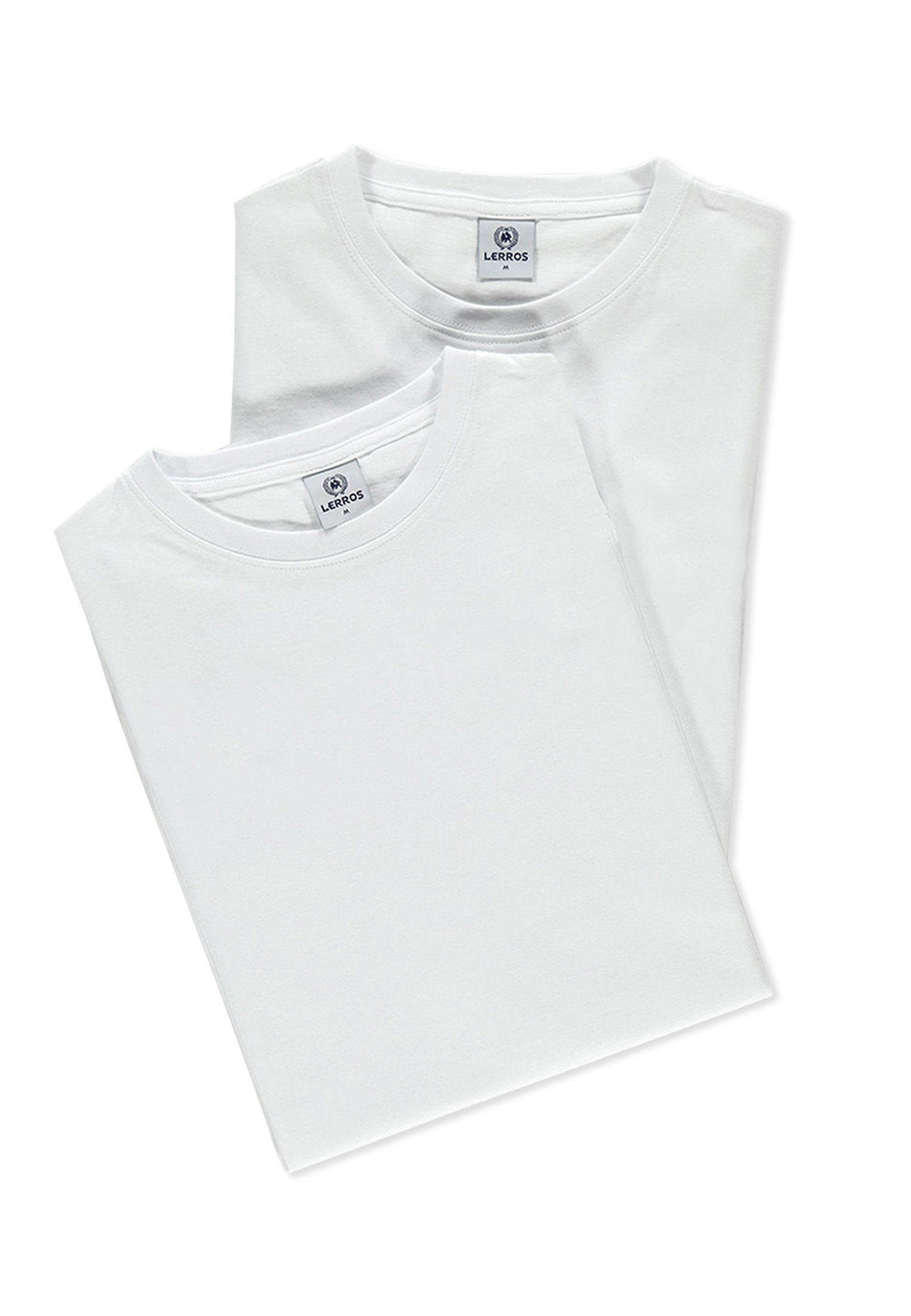 LERROS T-Shirt WHITE Doppelpack Premium Baumwollqualität Rundhals T-Shirt LERROS in