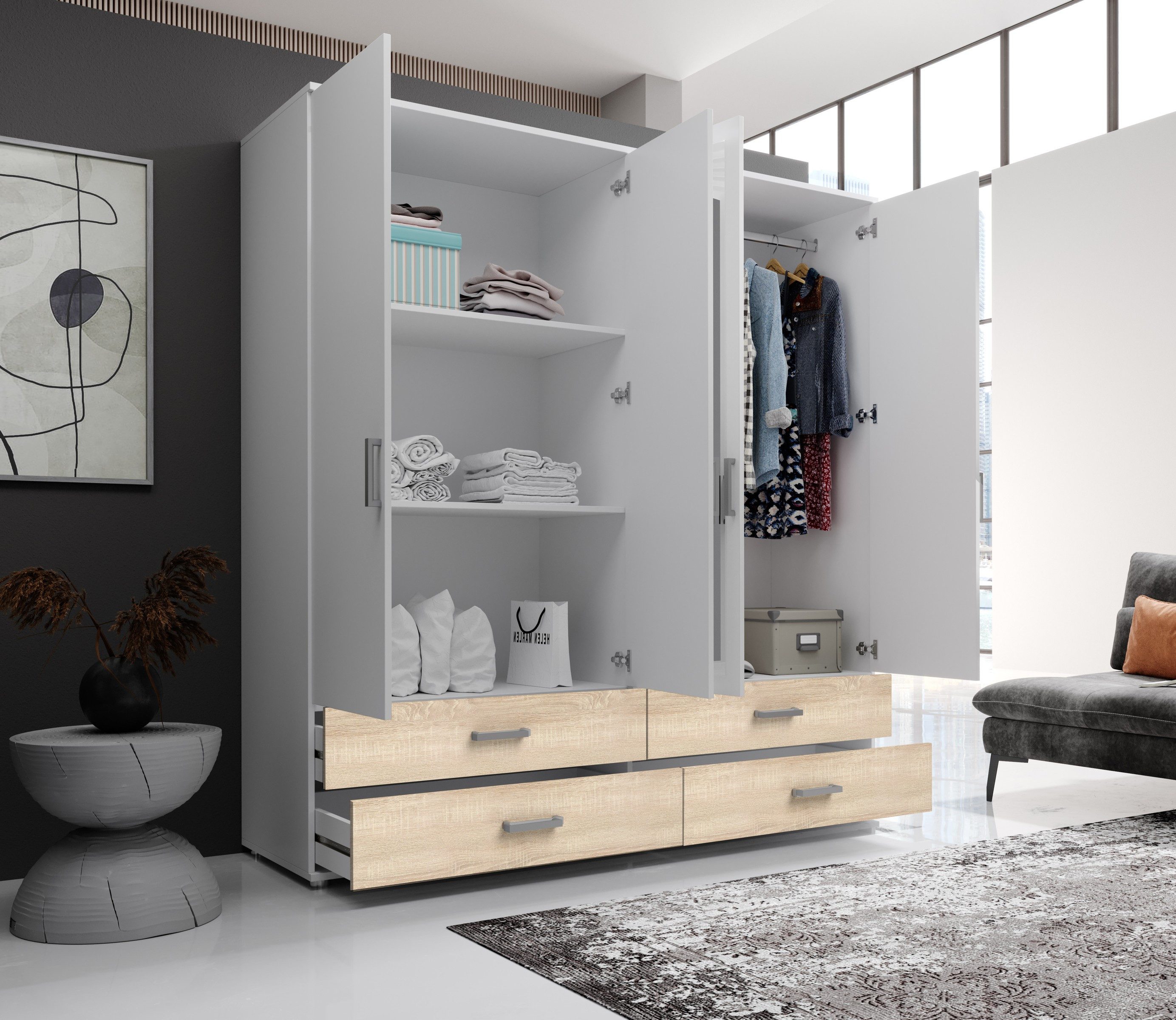 Pol-Power Kleiderschrank 180 x 190 x 51 cm (B/H/T)