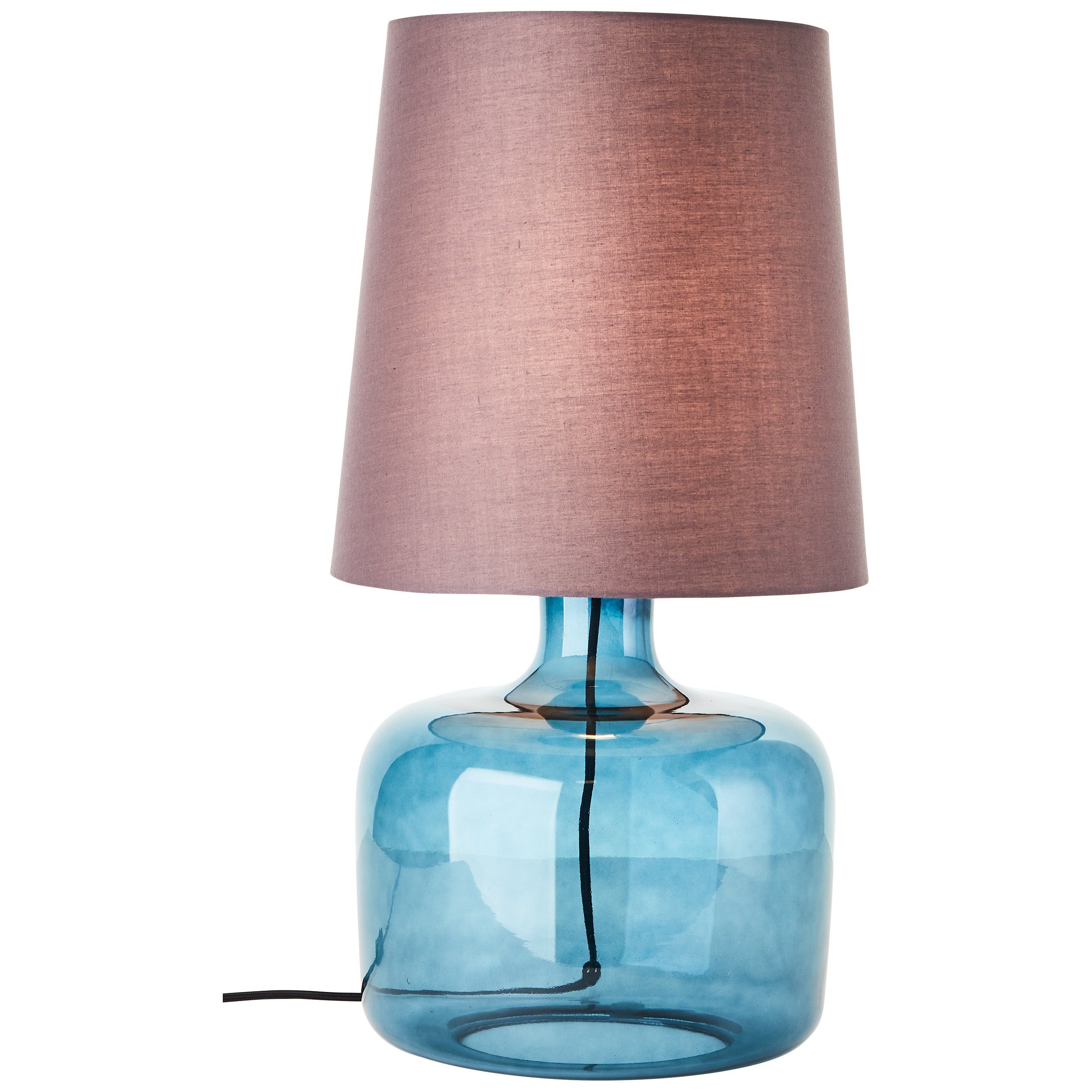 Tischleuchte, Lightbox 30cm, E27, Höhe, dunkelblau/taupe Tischlampe, Leuchtmittel, ohne Ø 57cm Glas Stoffschirm,