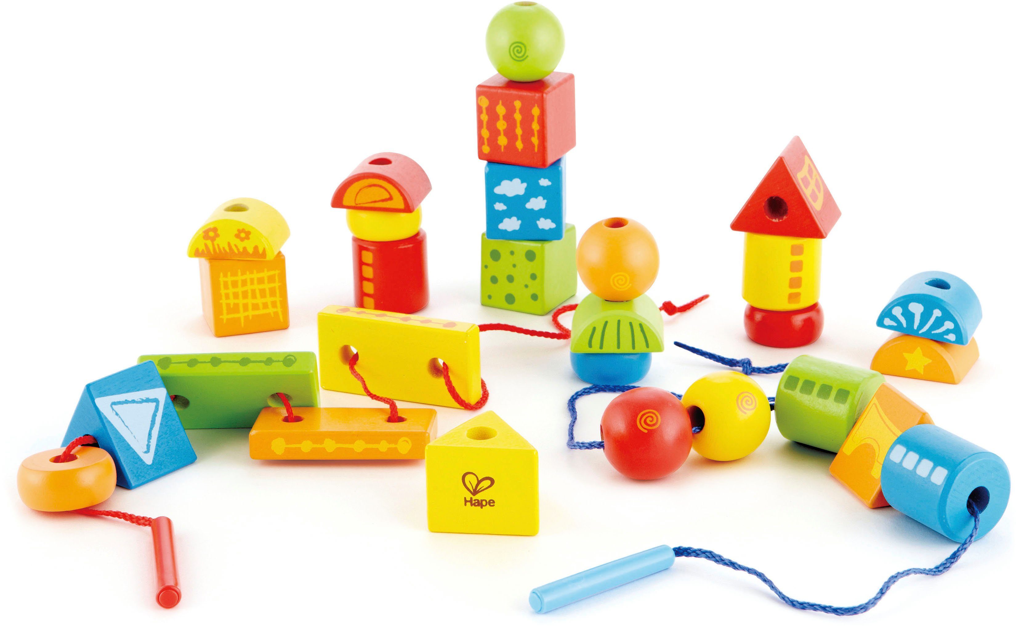 Hape Fädelklötze Spielbausteine, (Set, 32 St), aus Holz