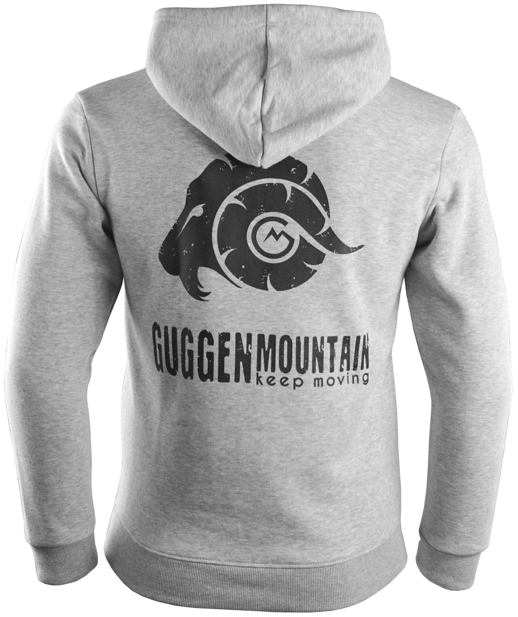 Kapuzenpullover Hellgrau-MIT-Logo Mountain Kapuze Fleece GUGGEN Hoodie Pullover HW02 und Hoodie mit