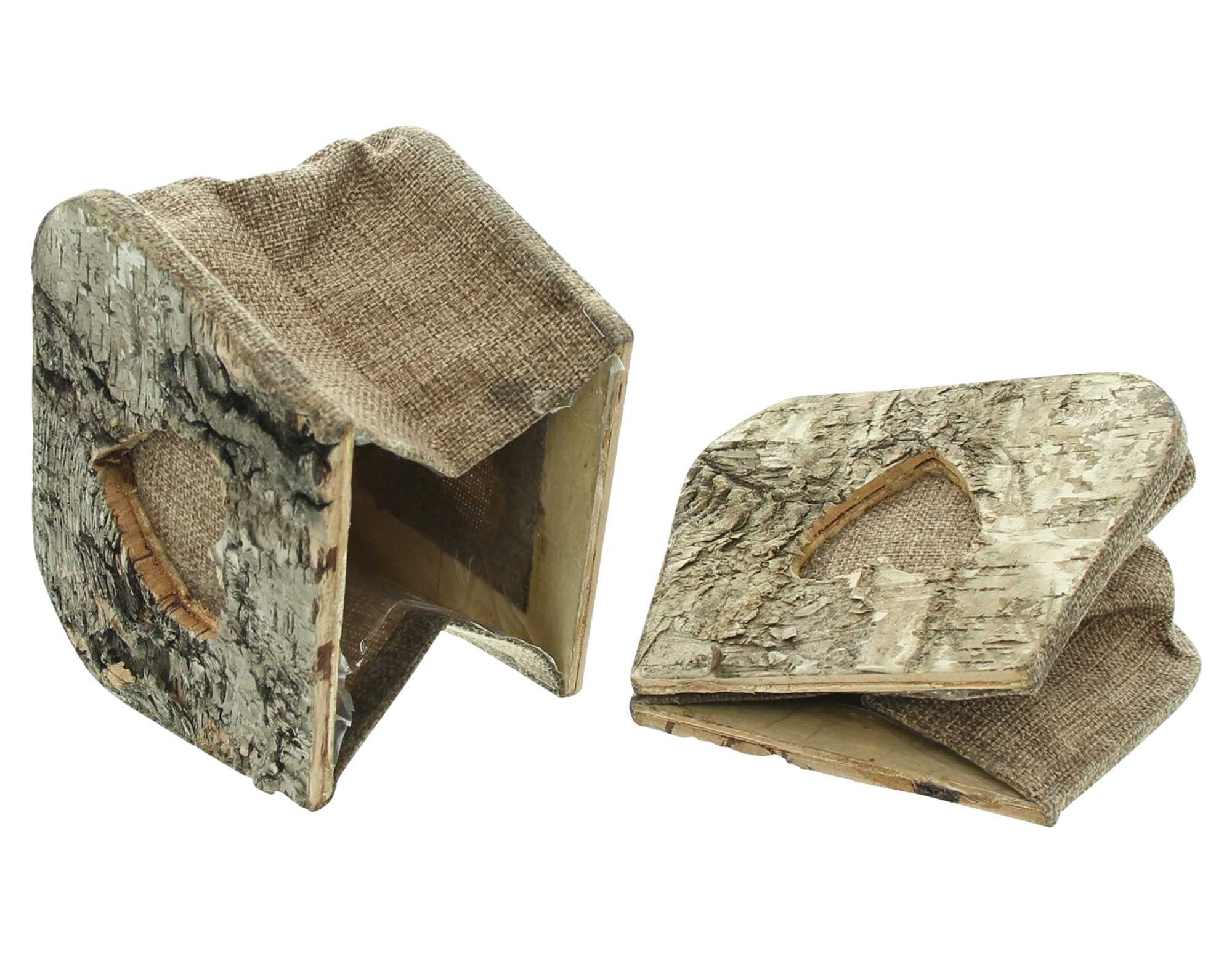 Dekoleidenschaft Blumentopf "Herz" Pflanztasche aus Birke & Stoff, Pflanzgefäße, Holz Pflanztopf (2 St., im Set) – Bild 4 von 5