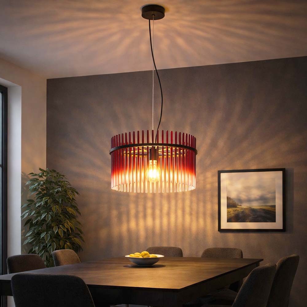 GLOBO LIGHTING LED Pendelleuchte, Leuchtmittel inklusive, Warmweiß, Pendelleuchte Hängelampe Deckenleuchte Esszimmerleuchte Glas Rot D 40