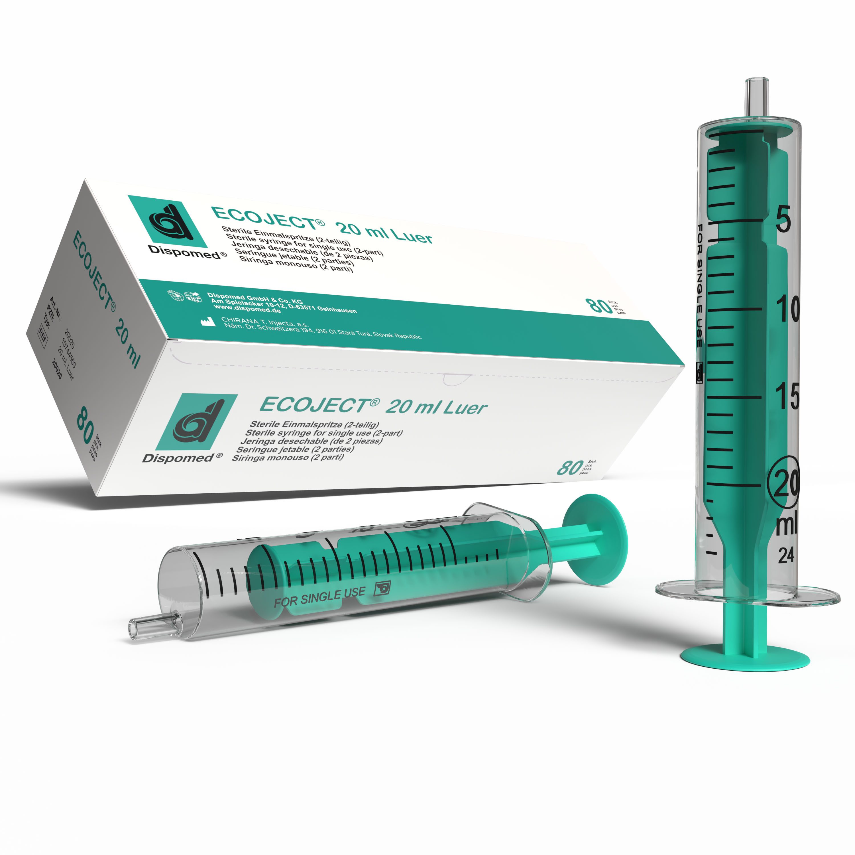 Dispomed Einwegspritze ECOJECT 2-tlg Einmal-Spritzen 80 bis 100Stk -Größe wählbar-, (Großpackung, 80-St., sterile Einwegspritzen), für medizinische und nicht-medizinische Verwendung