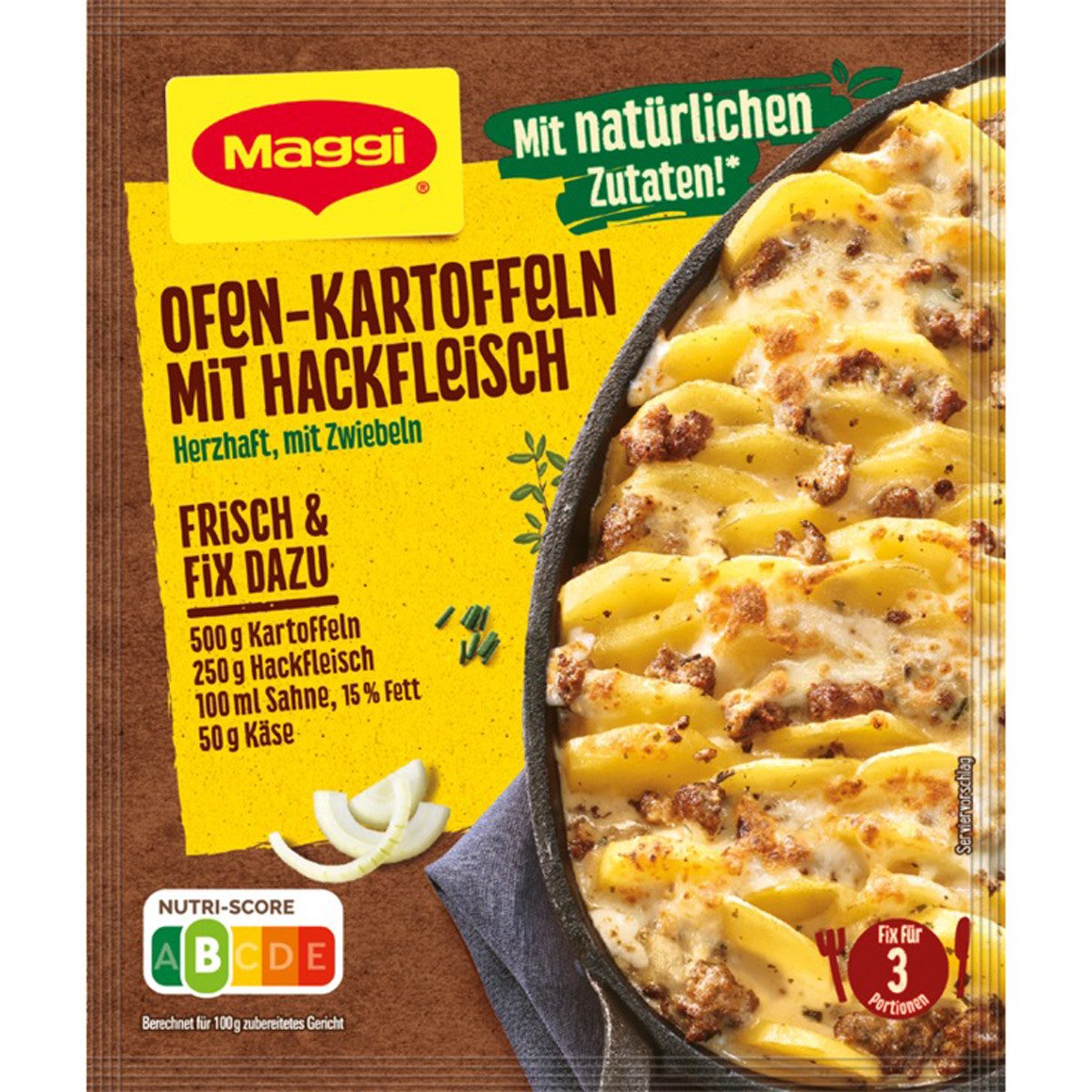 MAGGI Saucen, Maggi Fix für Ofen Kartoffeln mit Hackfleisch mit Röstzwiebeln 34g