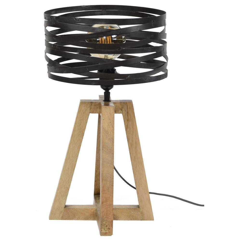 famlights Tischleuchte Tischleuchte Jamie in Grau aus Holz E27 – Bild 5 von 5
