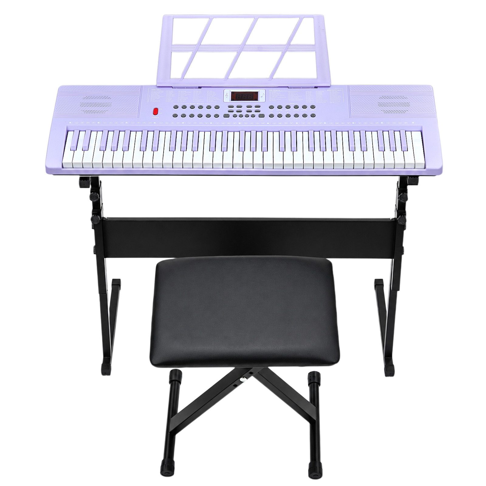 LALAHO Klavier 61 Tasten E Keyboard,Digitalpiano Set, Elektronisches Klavier,Keyboardständer, Keyboardbank und Mikrofon