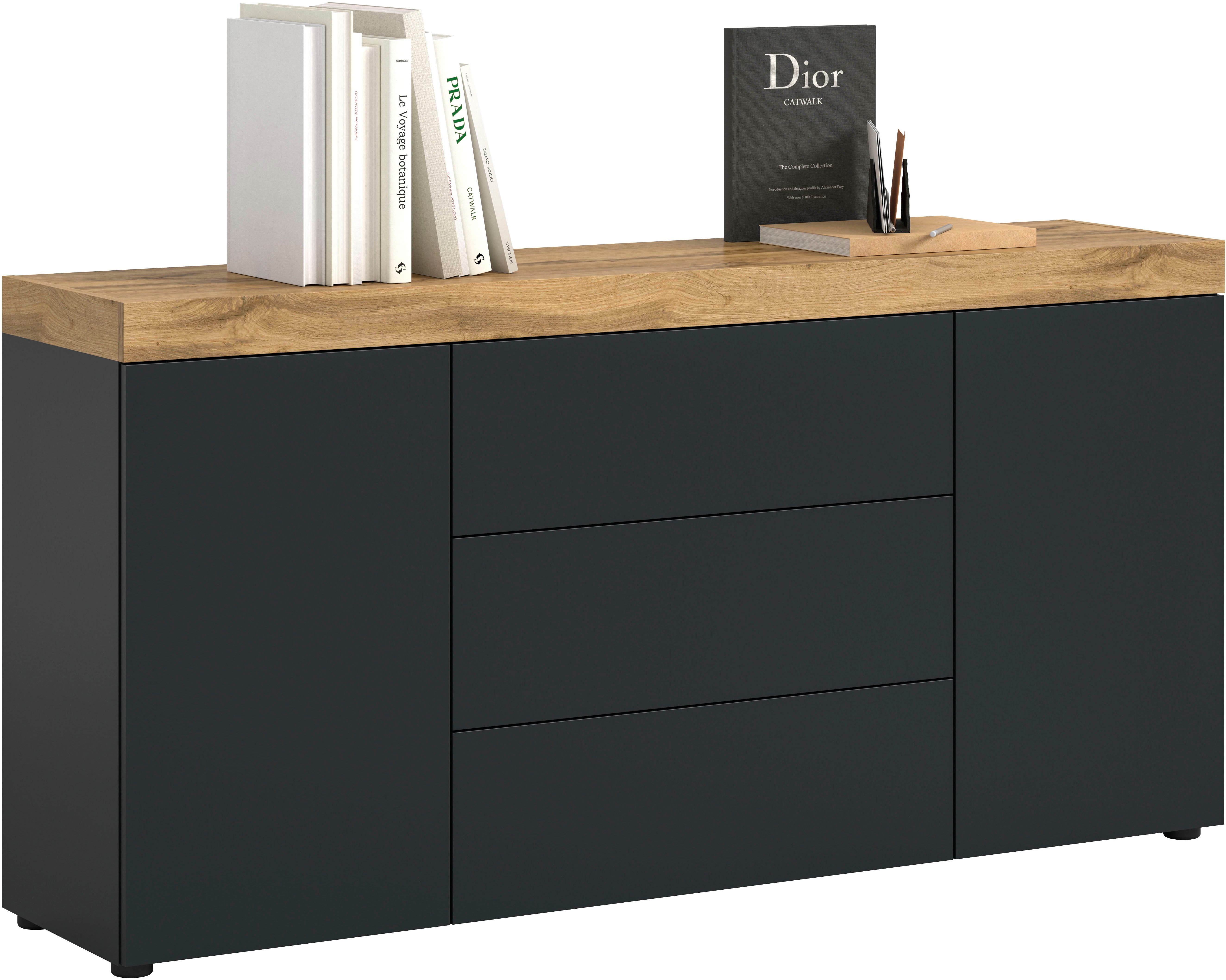 OTTO home Sideboard MAMBO, TOPSELLER!, Breite 160cm, 2 Türen, 3 Schubkästen, push-2-open (1 St., 2 farbige Ausführung, in verschiedenen Farben erhältlich), Kommode, Anrichte, Wohnzimmer, Schlafzimmer