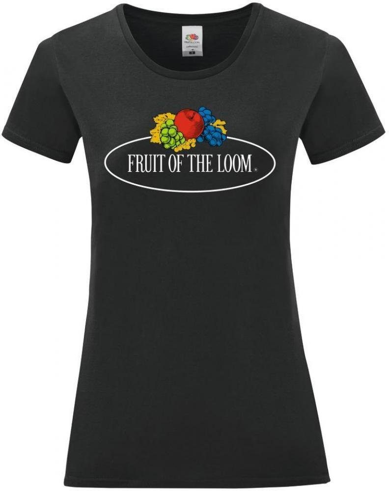 Fruit of the Loom Rundhalsshirt Ladies Vintage T Large Logo Print