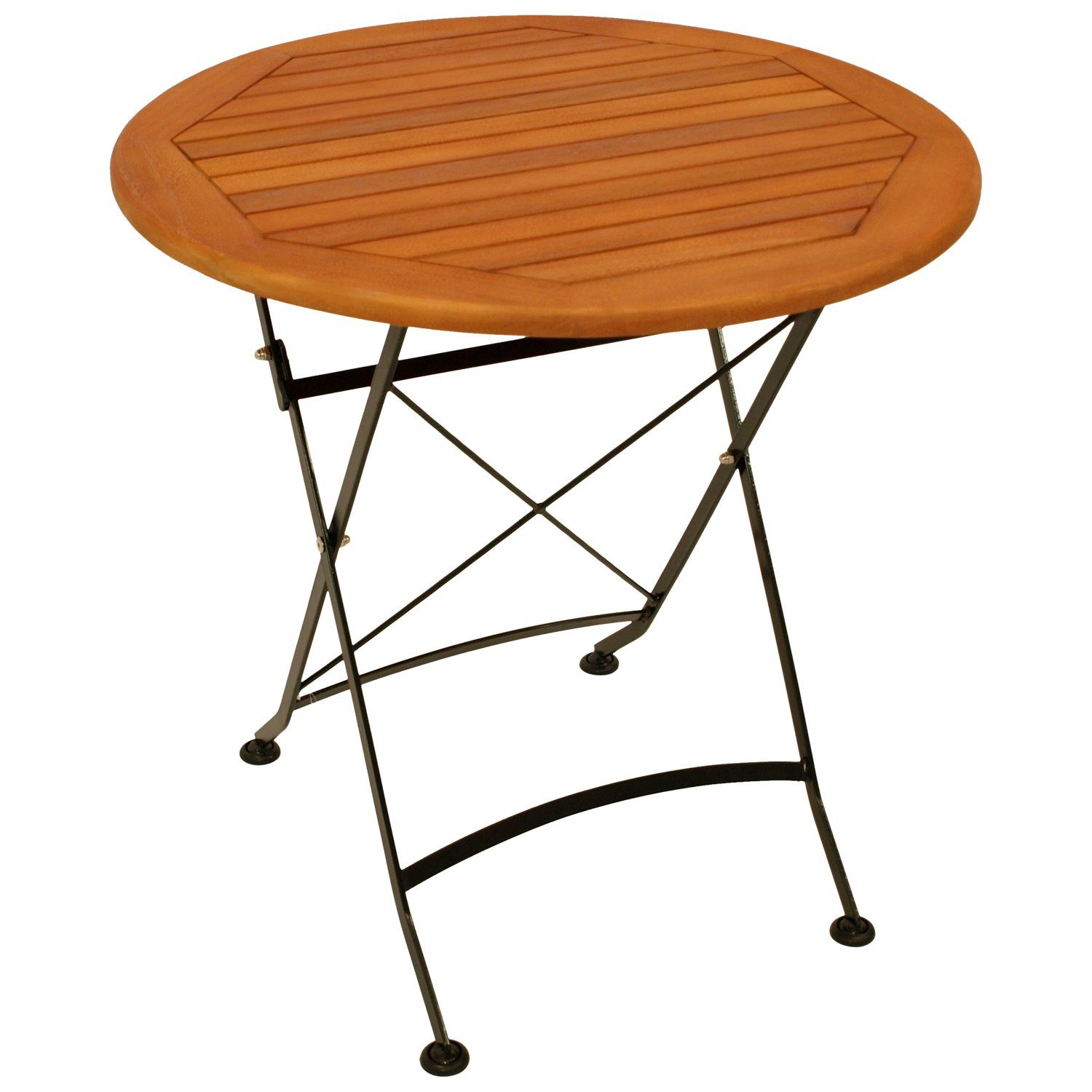 DEGAMO Gartentisch HOFGARTEN (1-St), 75cm rund, Stahl schwarz + Eukalyptus, klappbar
