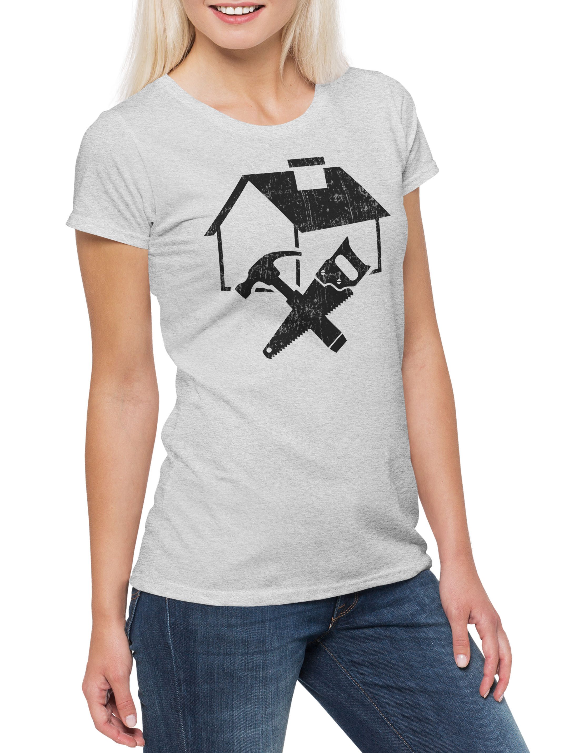 Print-Shirt House Builder Damen T-Shirt Housebuilder Maurer Zimmermann Mason