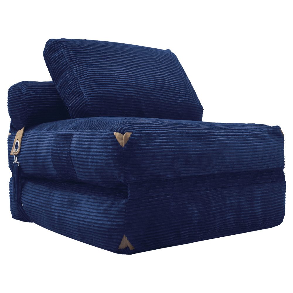 BBG Loungesofa Schlafsessel 1-Sitzer mit Seitentaschen, klappbarer Loungesessel, Relaxsessel Einzelsofa, ausziehbarer Schlafstuhl mit Flanell-Bezug, platzsparendes Funktionssofa für Wohnzimmer & Gästezimmer