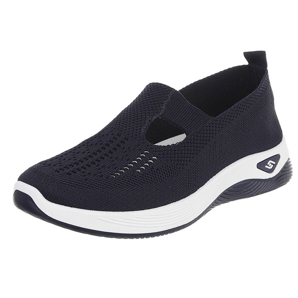 Ital-Design Trendy Damen Freizeit- und Alltagsschuh mit Komfort Slipper (91554335) Keilabsatz/Wedge Slipper in Dunkelblau