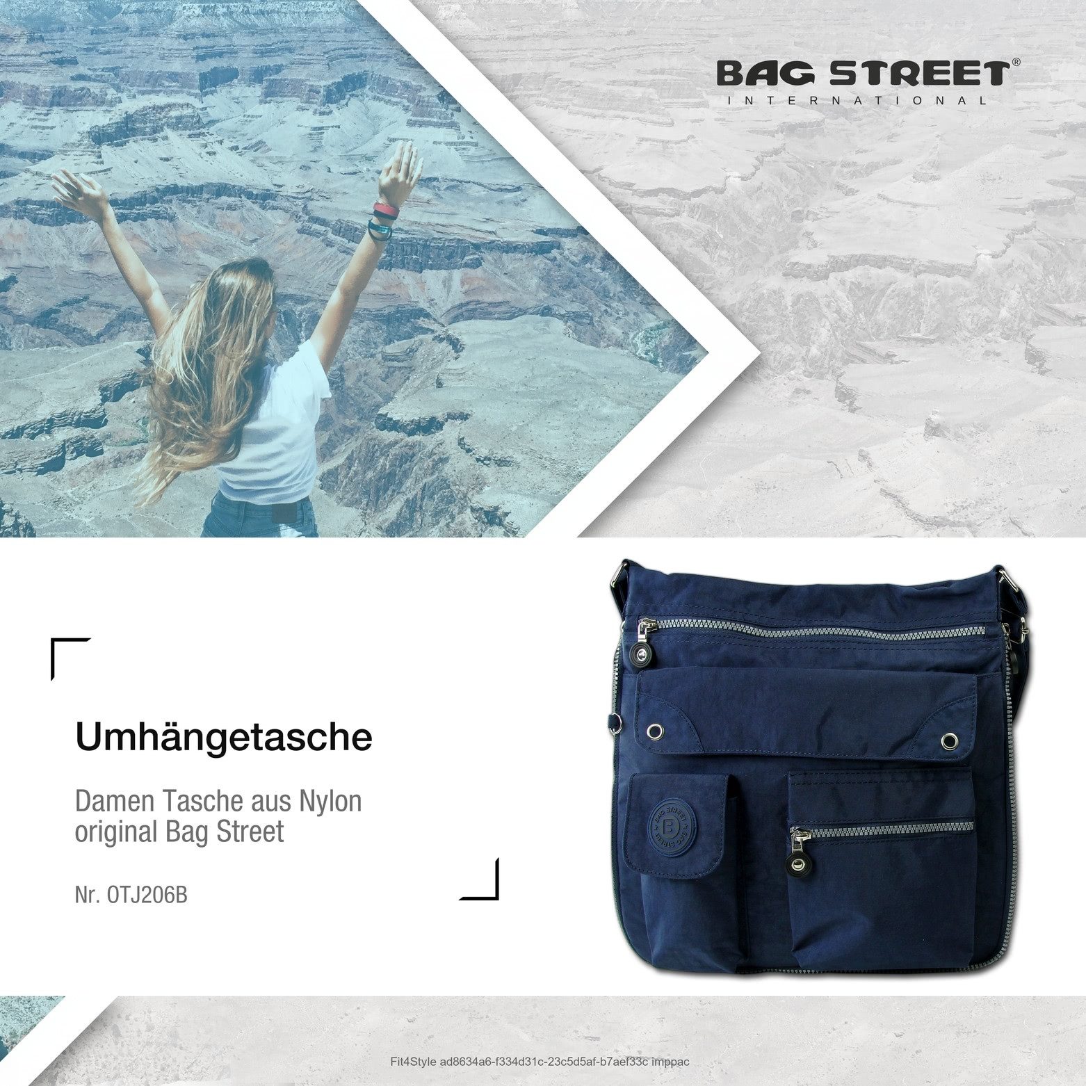 BAG STREET Umhängetasche Bag Street Nylon navy Cross-Body (Umhängetasche), Damen, Jugend Umhängetasche Nylon, blau ca. 31cm x ca. 33cm