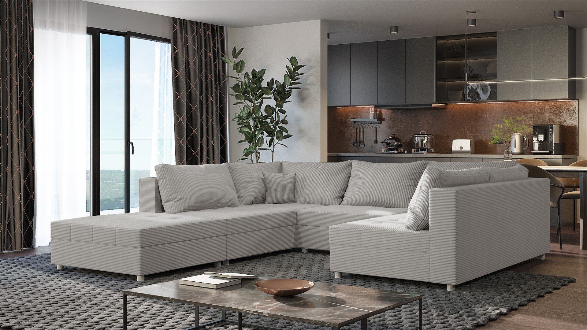 Fun Möbel Wohnlandschaft Sofa U-Form ANDRO, günstig online kaufen